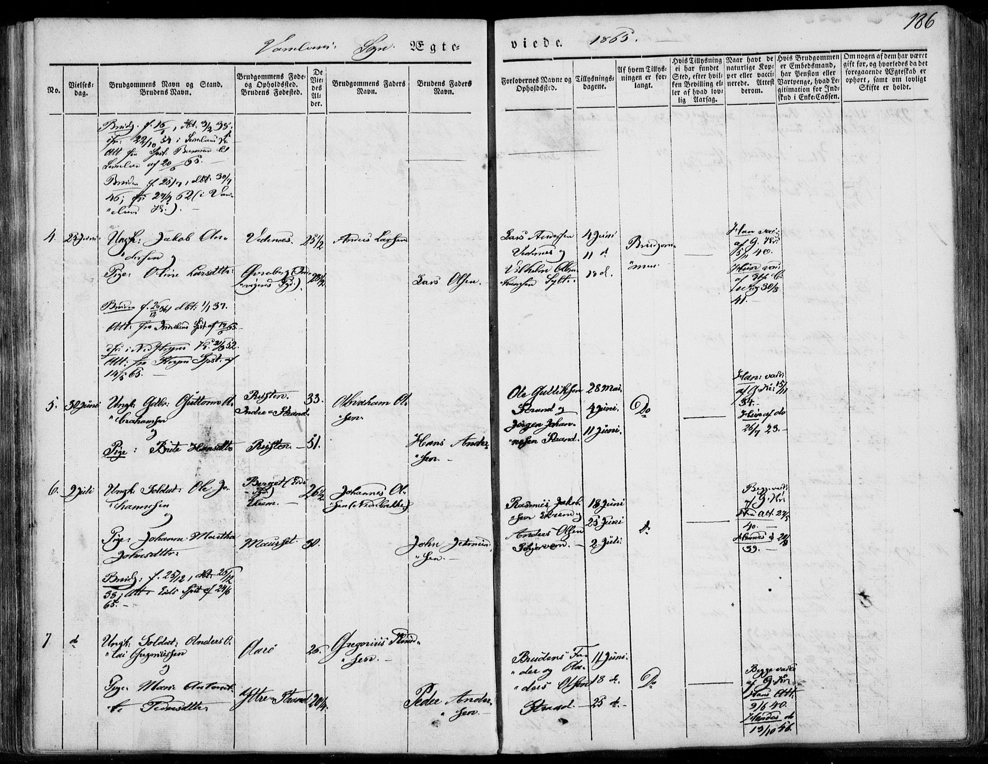 Ministerialprotokoller, klokkerbøker og fødselsregistre - Møre og Romsdal, AV/SAT-A-1454/501/L0006: Ministerialbok nr. 501A06, 1844-1868, s. 186