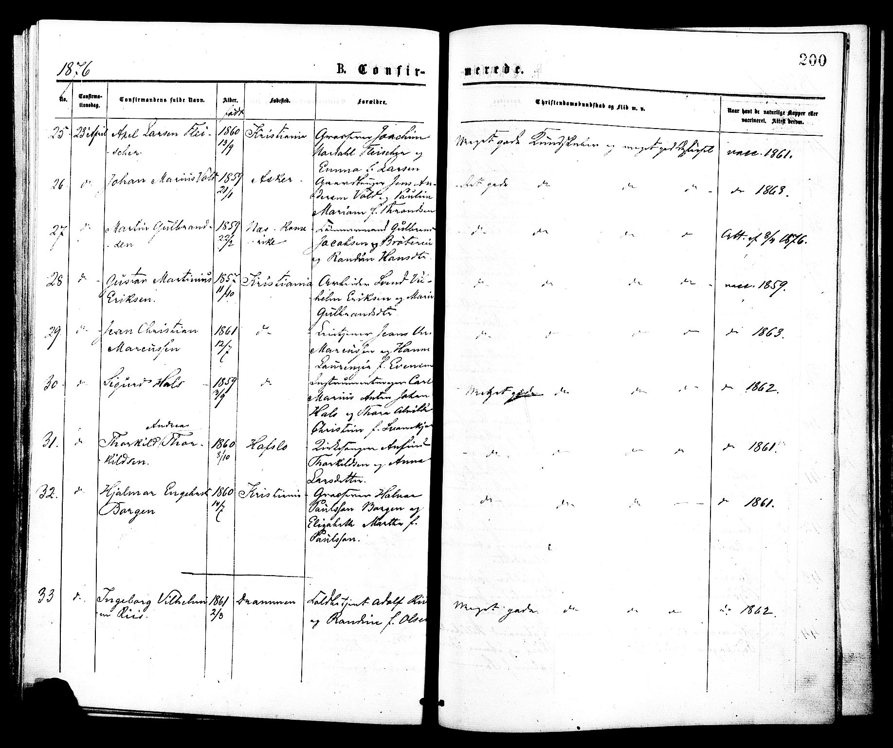 Johannes prestekontor Kirkebøker, AV/SAO-A-10852/F/Fa/L0001: Ministerialbok nr. 1, 1875-1881, s. 200