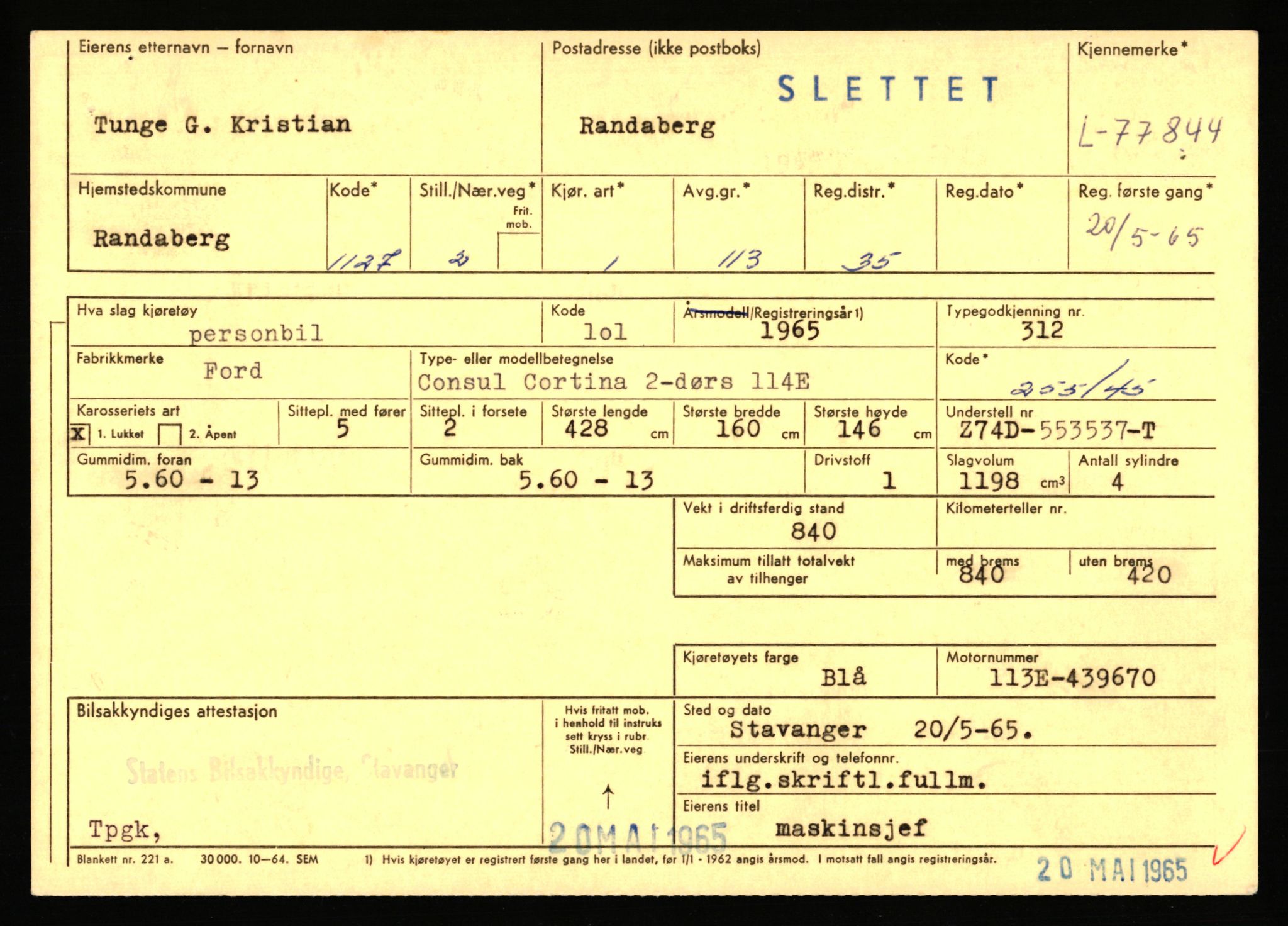 Stavanger trafikkstasjon, SAST/A-101942/0/F/L0069: L-76801 - L-78797, 1930-1971, s. 1147