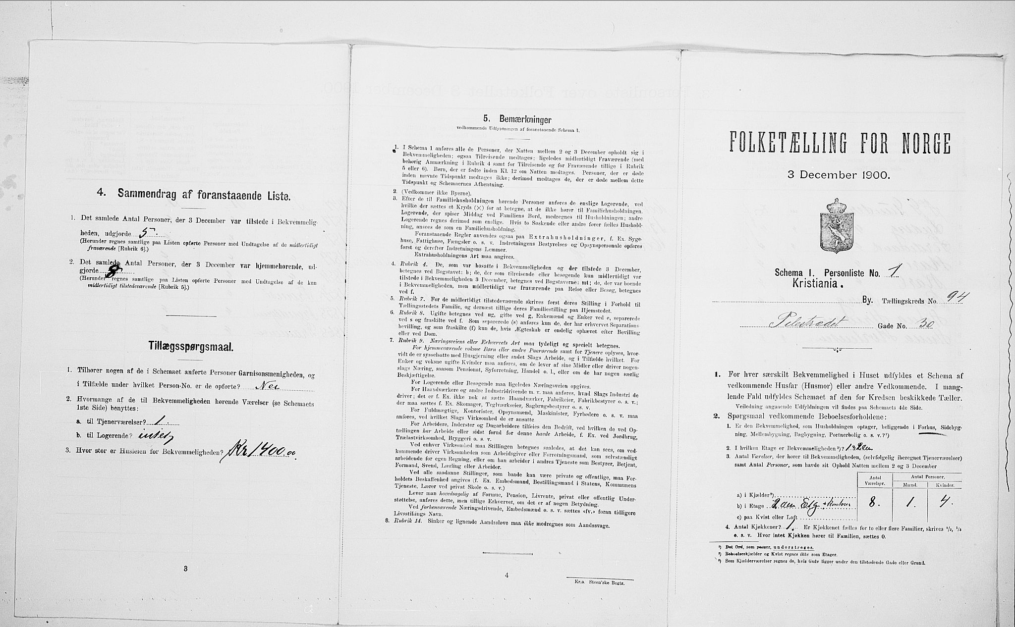 SAO, Folketelling 1900 for 0301 Kristiania kjøpstad, 1900, s. 71344