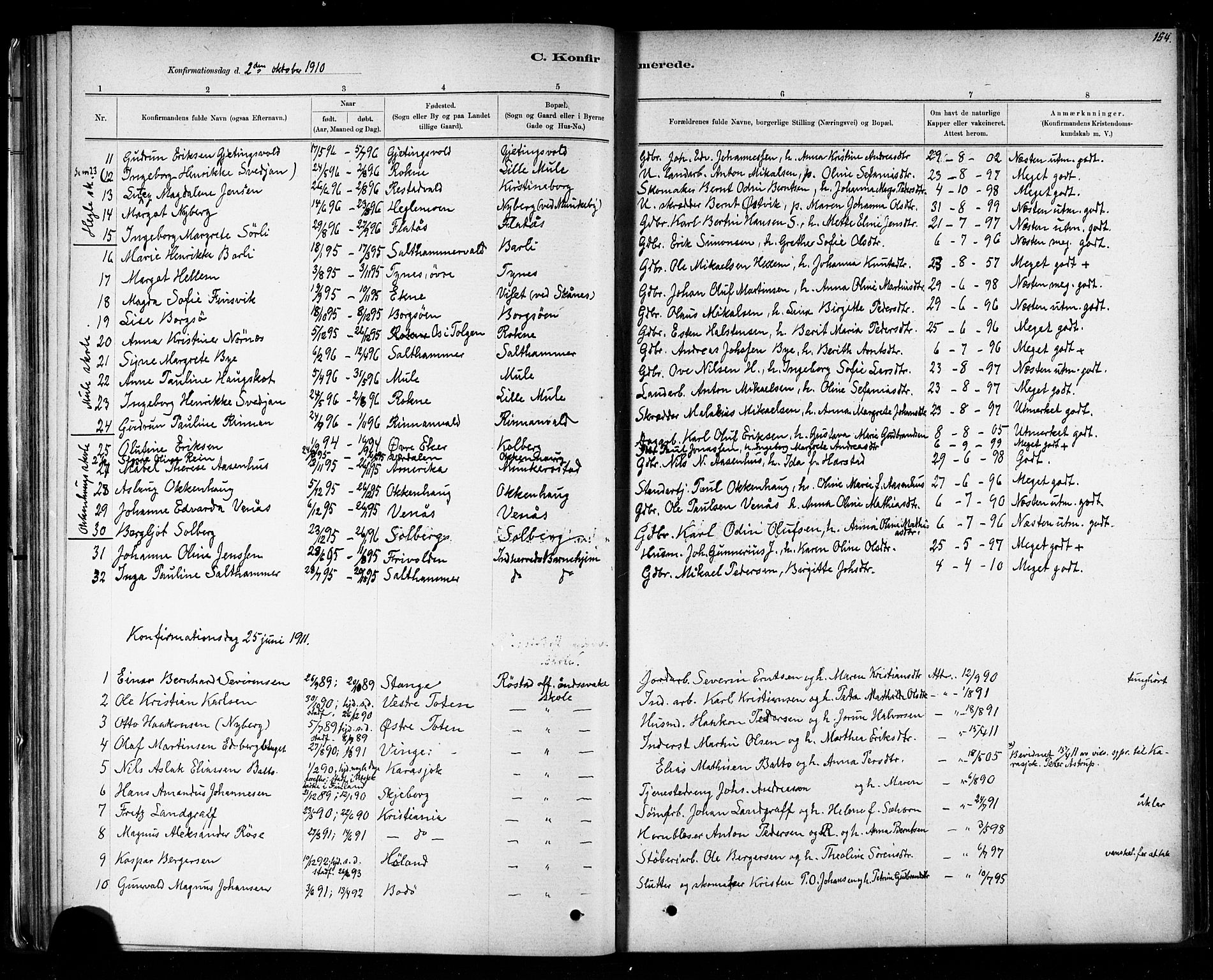 Ministerialprotokoller, klokkerbøker og fødselsregistre - Nord-Trøndelag, AV/SAT-A-1458/721/L0208: Klokkerbok nr. 721C01, 1880-1917, s. 154