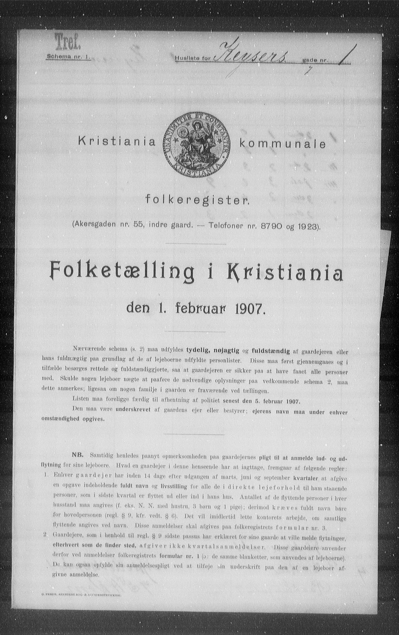 OBA, Kommunal folketelling 1.2.1907 for Kristiania kjøpstad, 1907, s. 25073