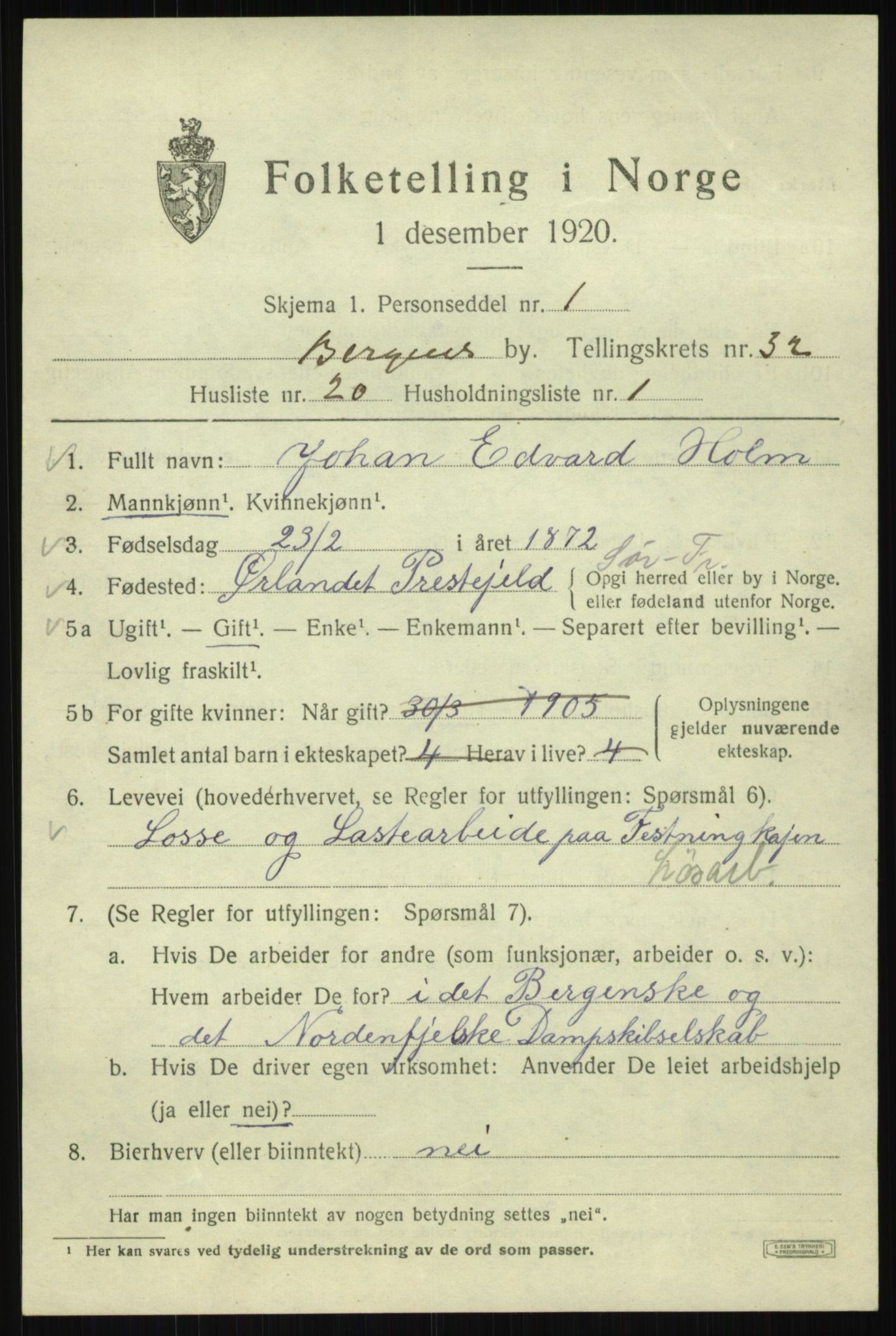 SAB, Folketelling 1920 for 1301 Bergen kjøpstad, 1920, s. 98508