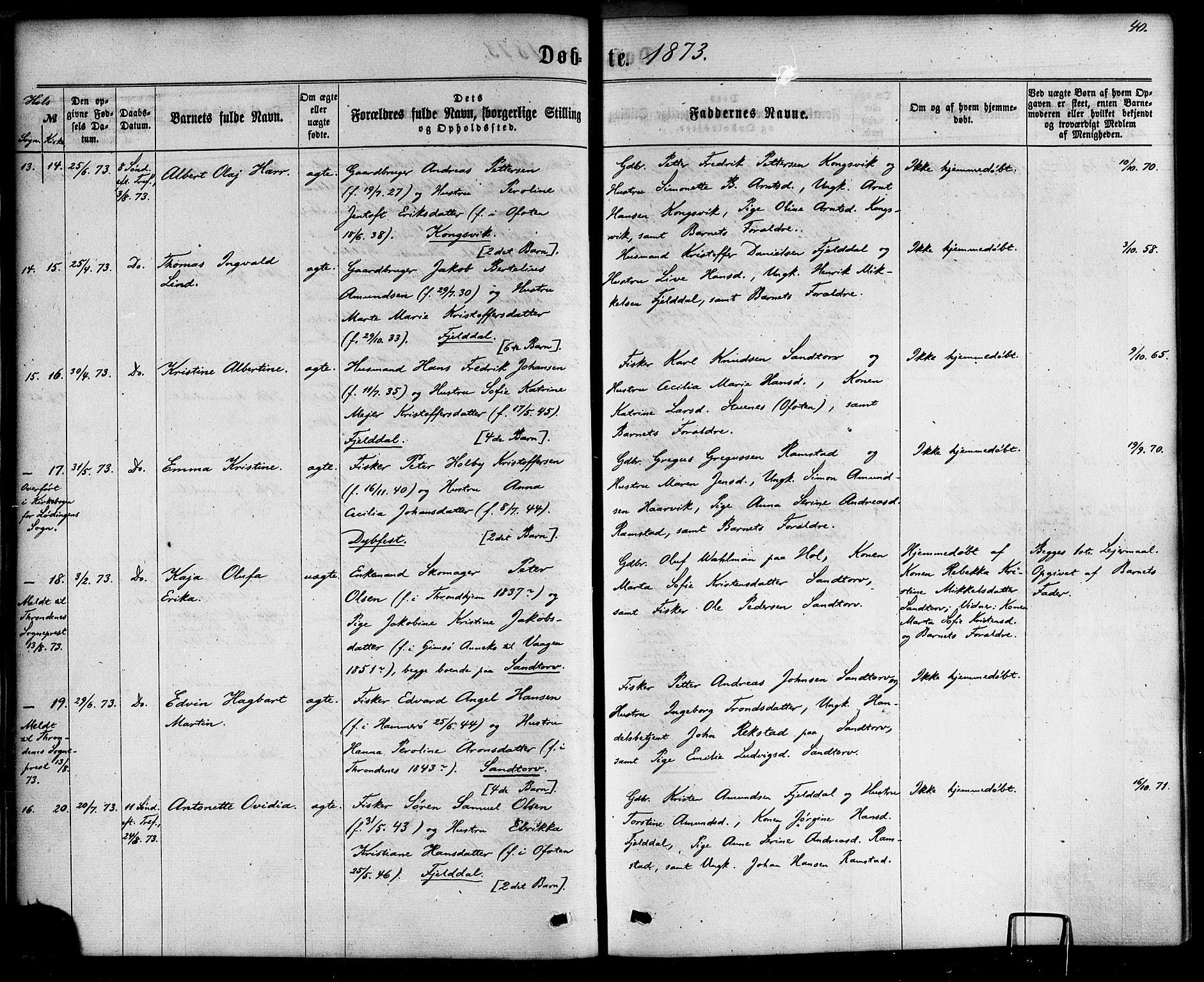 Ministerialprotokoller, klokkerbøker og fødselsregistre - Nordland, AV/SAT-A-1459/865/L0923: Ministerialbok nr. 865A01, 1864-1884, s. 40