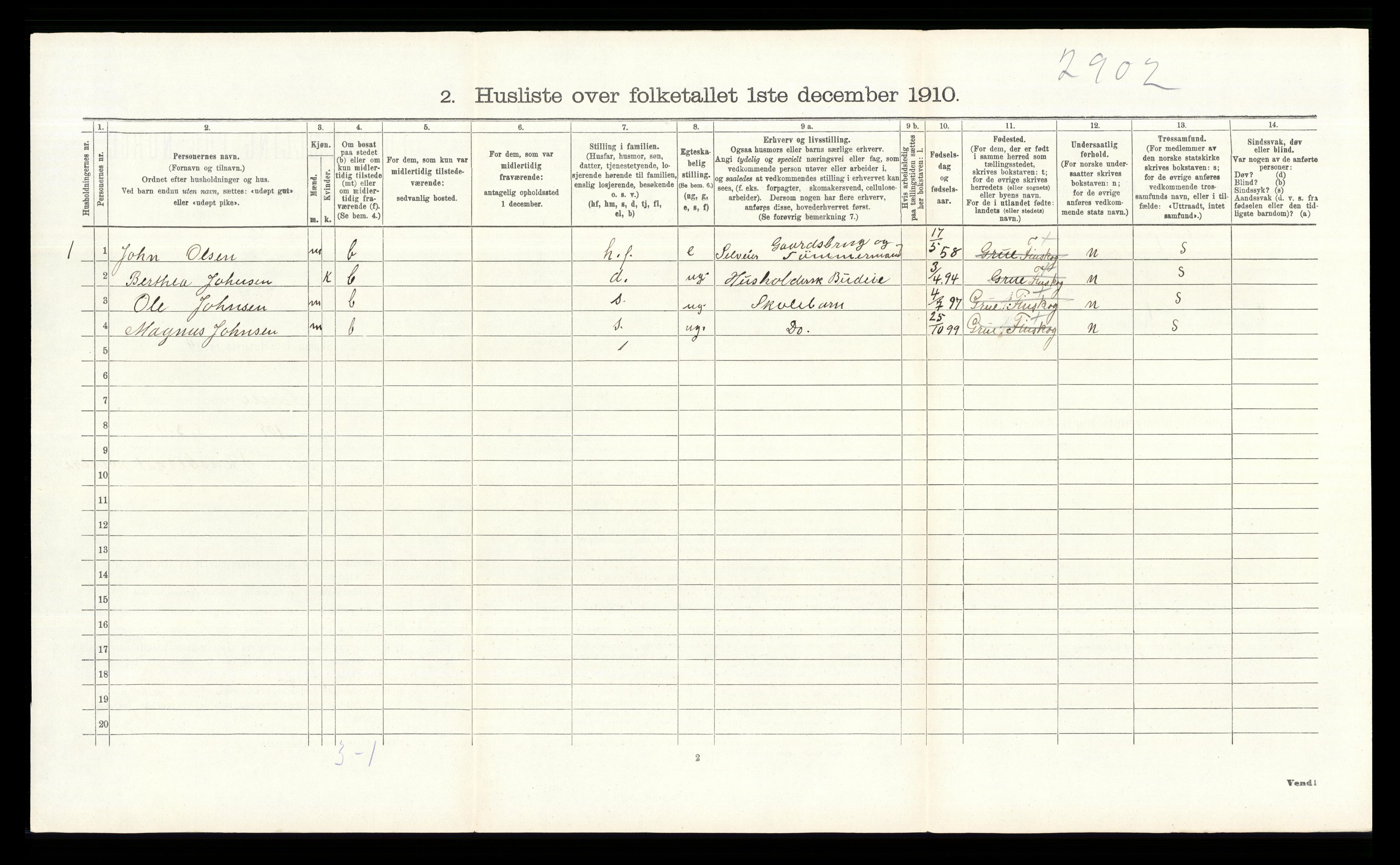 RA, Folketelling 1910 for 0423 Grue herred, 1910, s. 1096