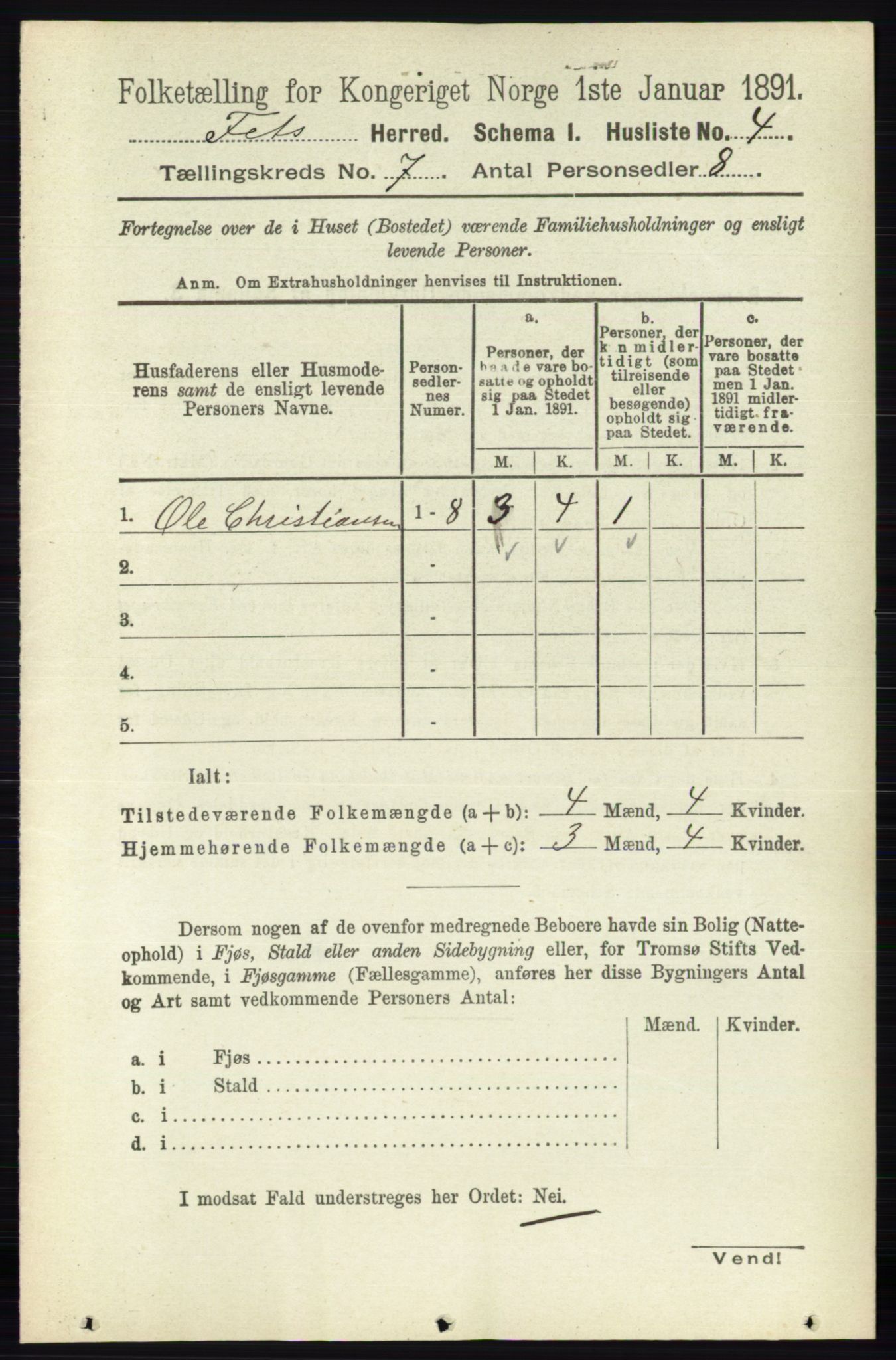 RA, Folketelling 1891 for 0227 Fet herred, 1891, s. 2354