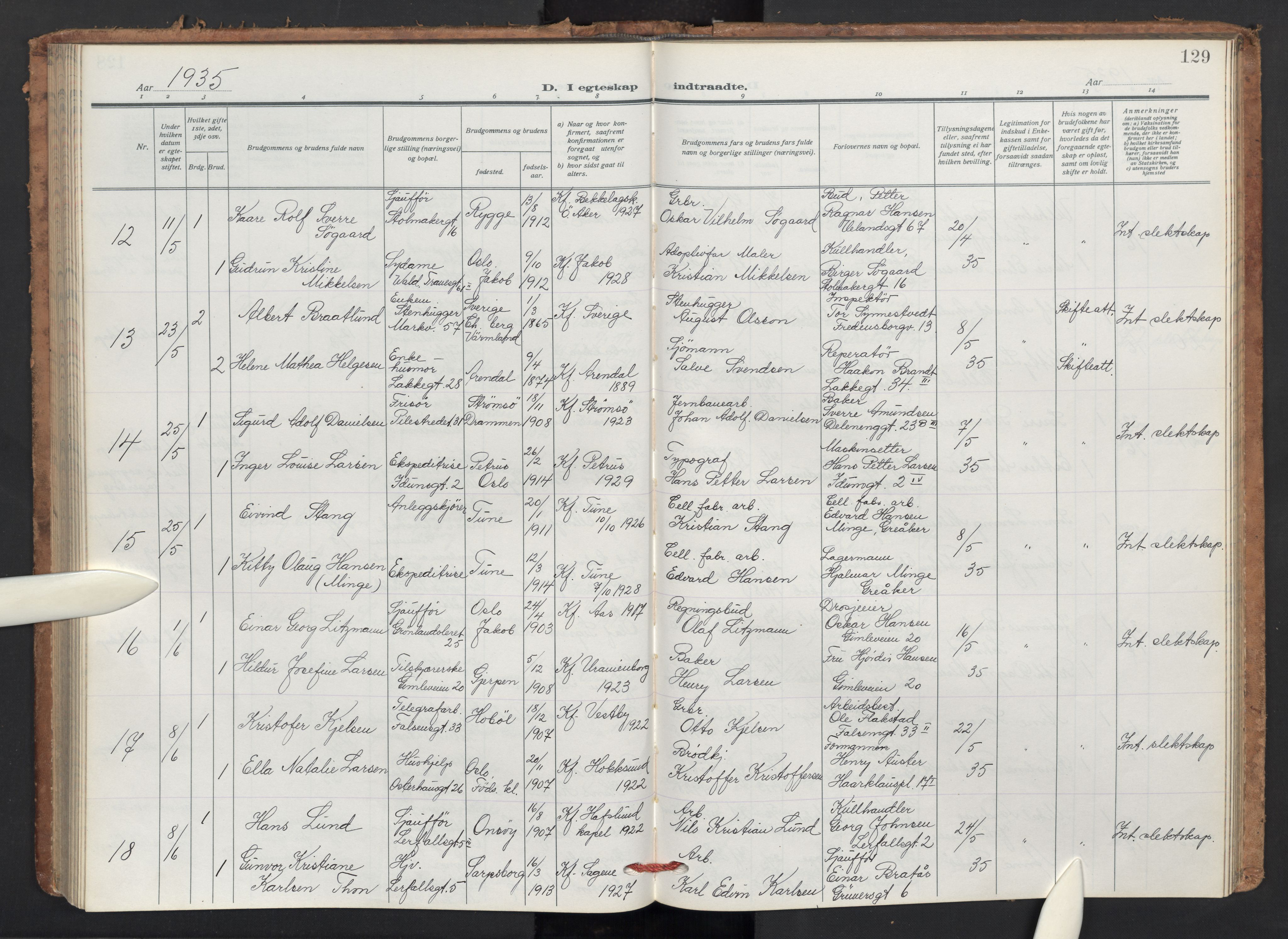 Jakob prestekontor Kirkebøker, AV/SAO-A-10850/F/Fa/L0018: Ministerialbok nr. 18, 1923-1936, s. 129