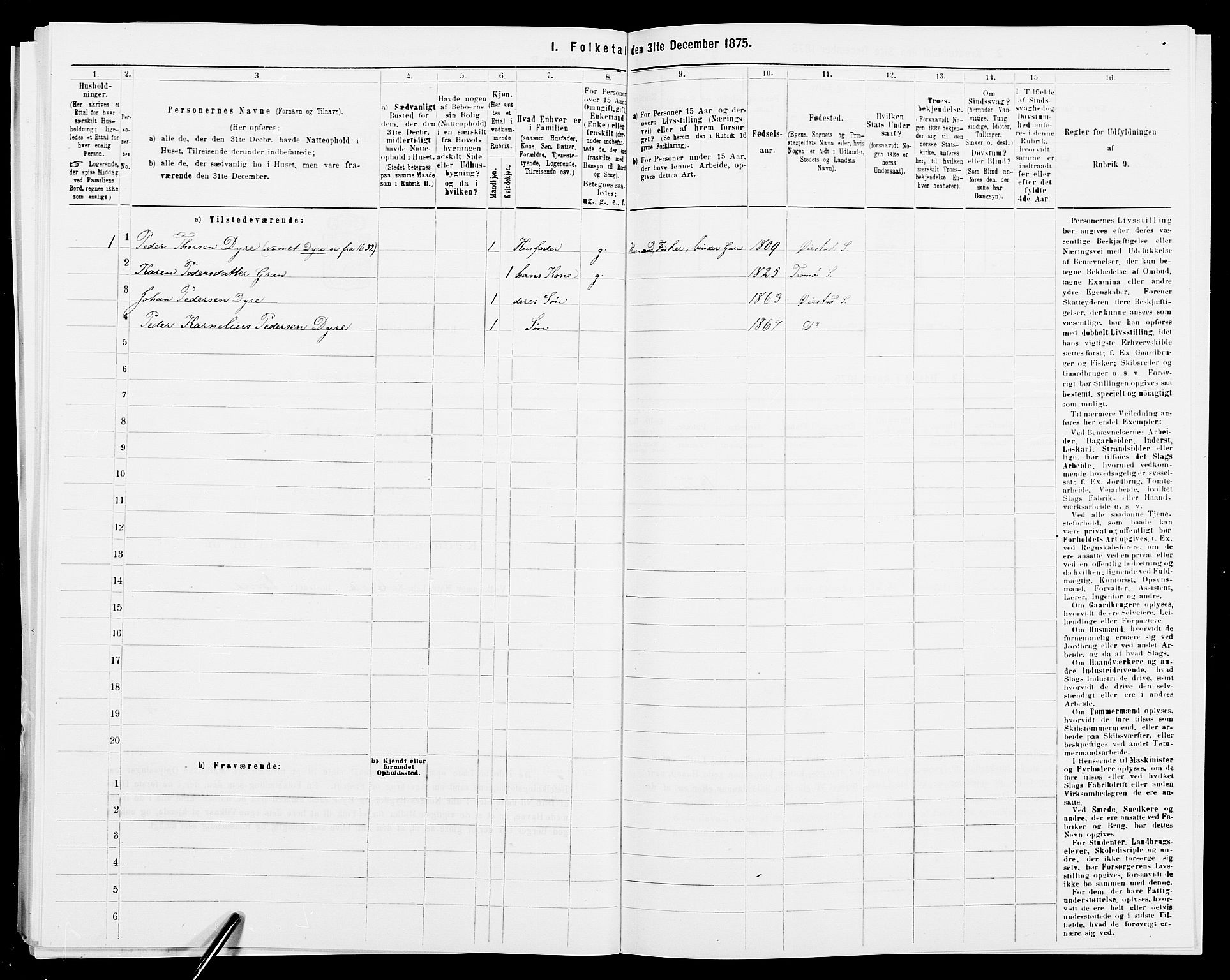 SAK, Folketelling 1875 for 0922P Hisøy prestegjeld, 1875, s. 592
