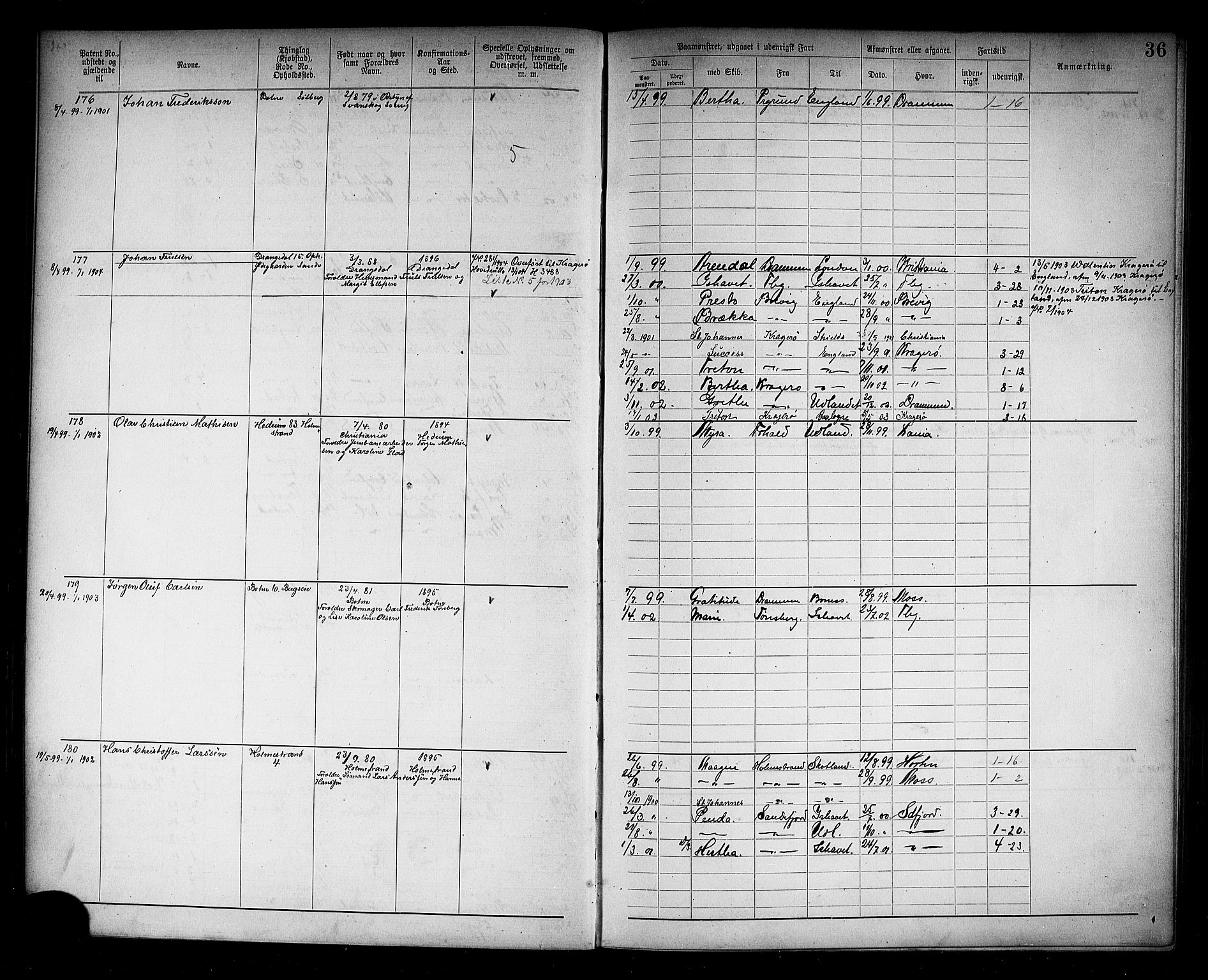 Holmestrand innrulleringskontor, AV/SAKO-A-1151/F/Fb/L0002: Annotasjonsrulle, 1894-1911, s. 39