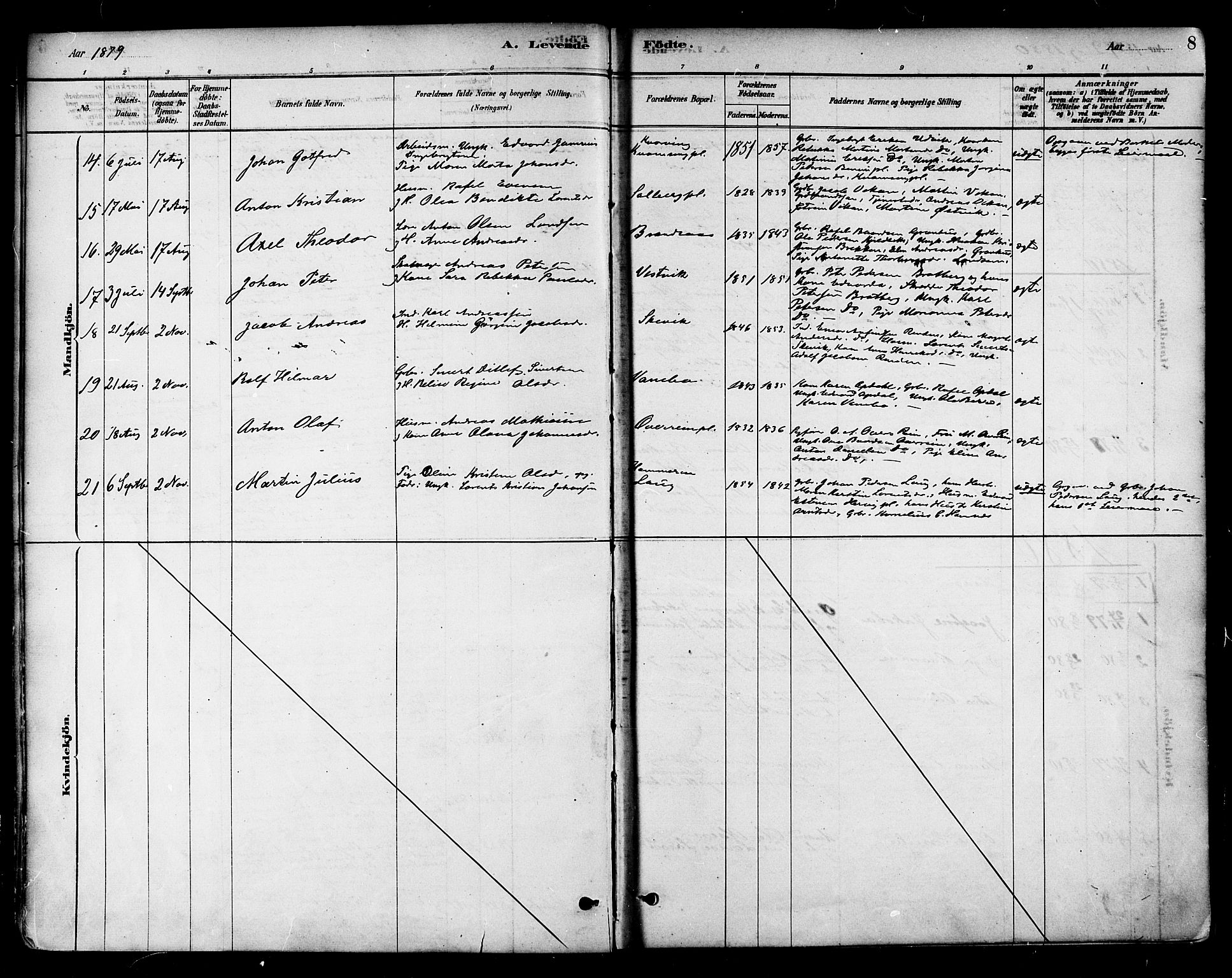 Ministerialprotokoller, klokkerbøker og fødselsregistre - Nord-Trøndelag, SAT/A-1458/741/L0395: Ministerialbok nr. 741A09, 1878-1888, s. 8