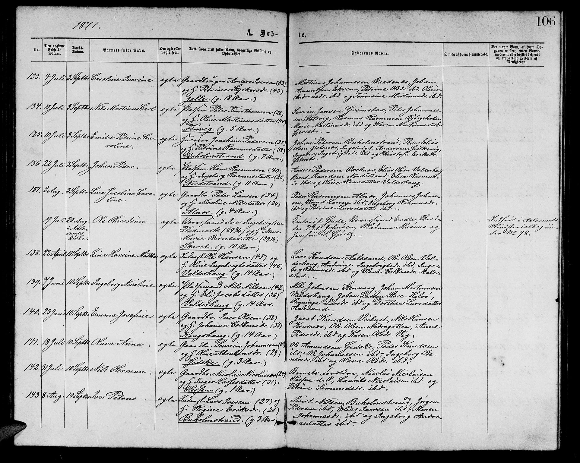 Ministerialprotokoller, klokkerbøker og fødselsregistre - Møre og Romsdal, AV/SAT-A-1454/528/L0428: Klokkerbok nr. 528C09, 1864-1880, s. 106