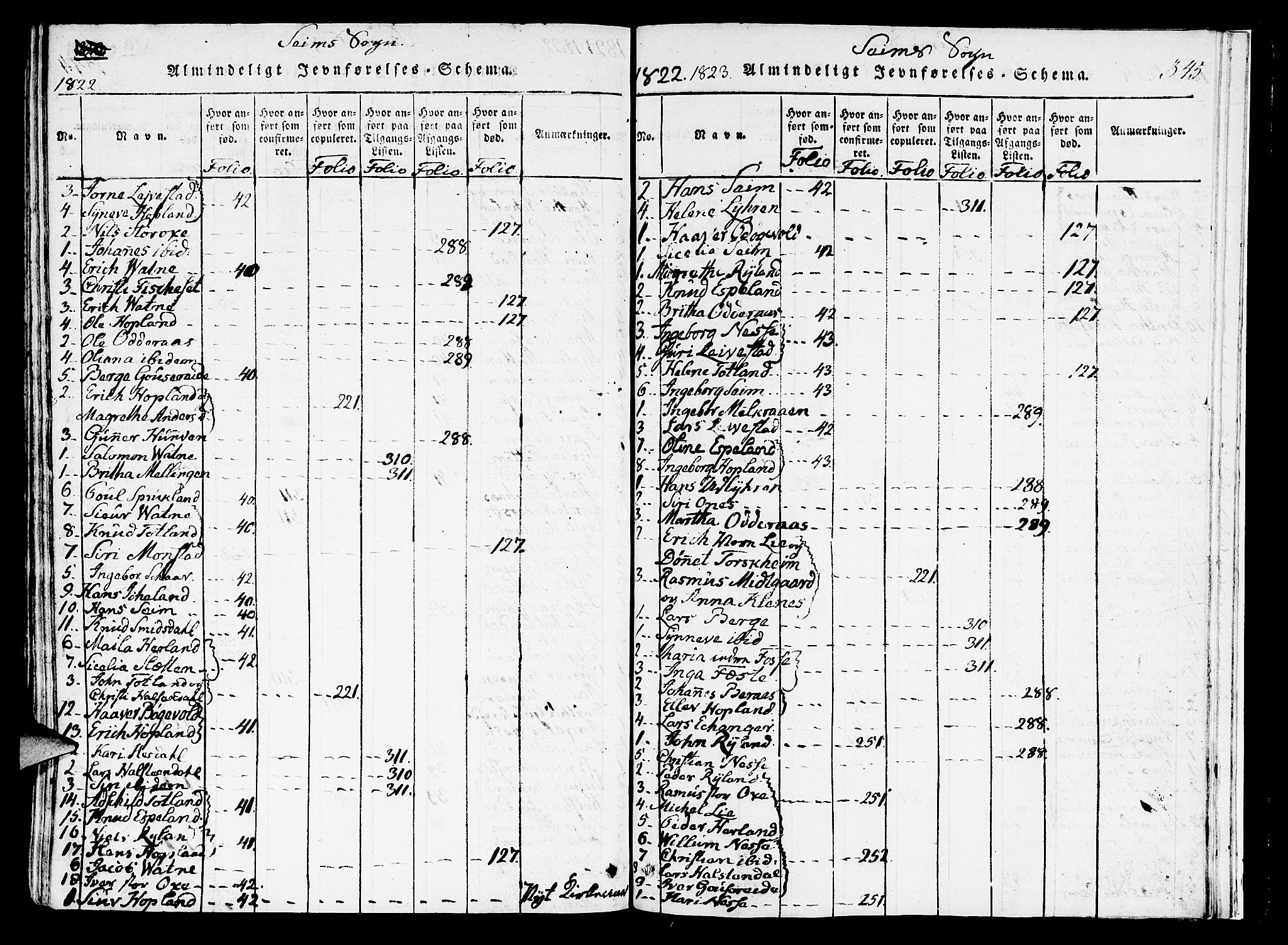 Hosanger sokneprestembete, AV/SAB-A-75801/H/Haa: Ministerialbok nr. A 5, 1815-1824, s. 345