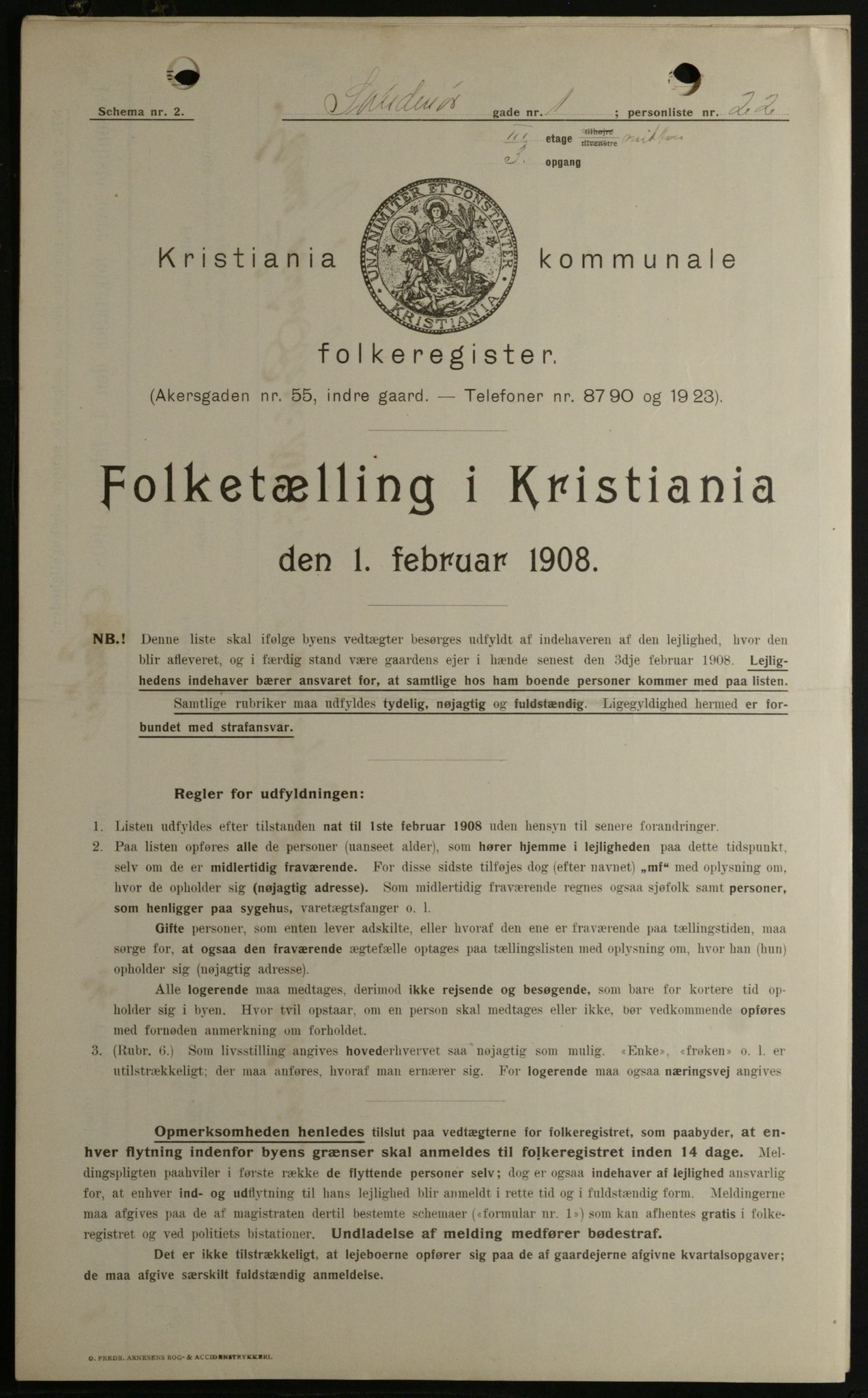 OBA, Kommunal folketelling 1.2.1908 for Kristiania kjøpstad, 1908, s. 94152