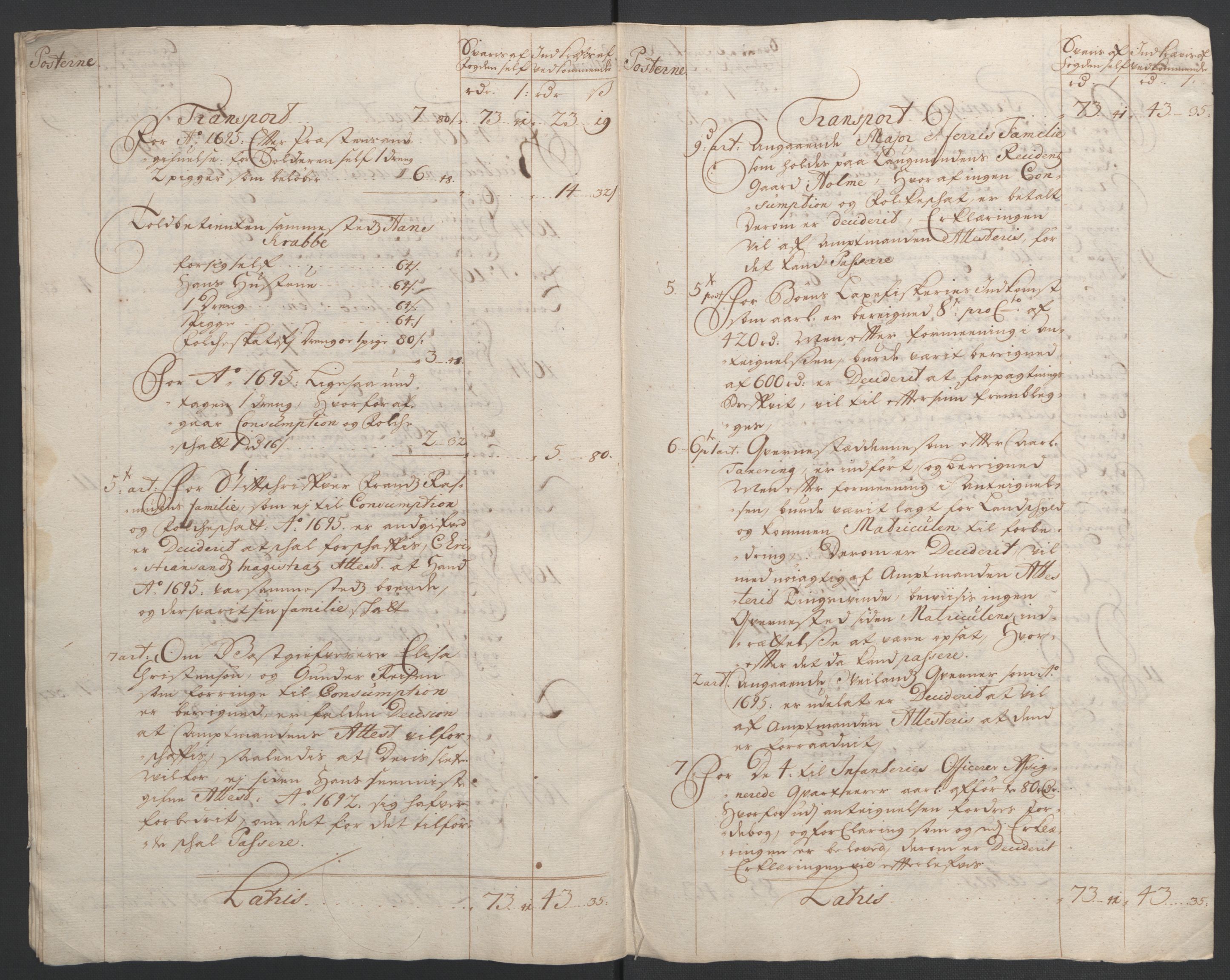 Rentekammeret inntil 1814, Reviderte regnskaper, Fogderegnskap, AV/RA-EA-4092/R43/L2545: Fogderegnskap Lista og Mandal, 1694-1695, s. 29