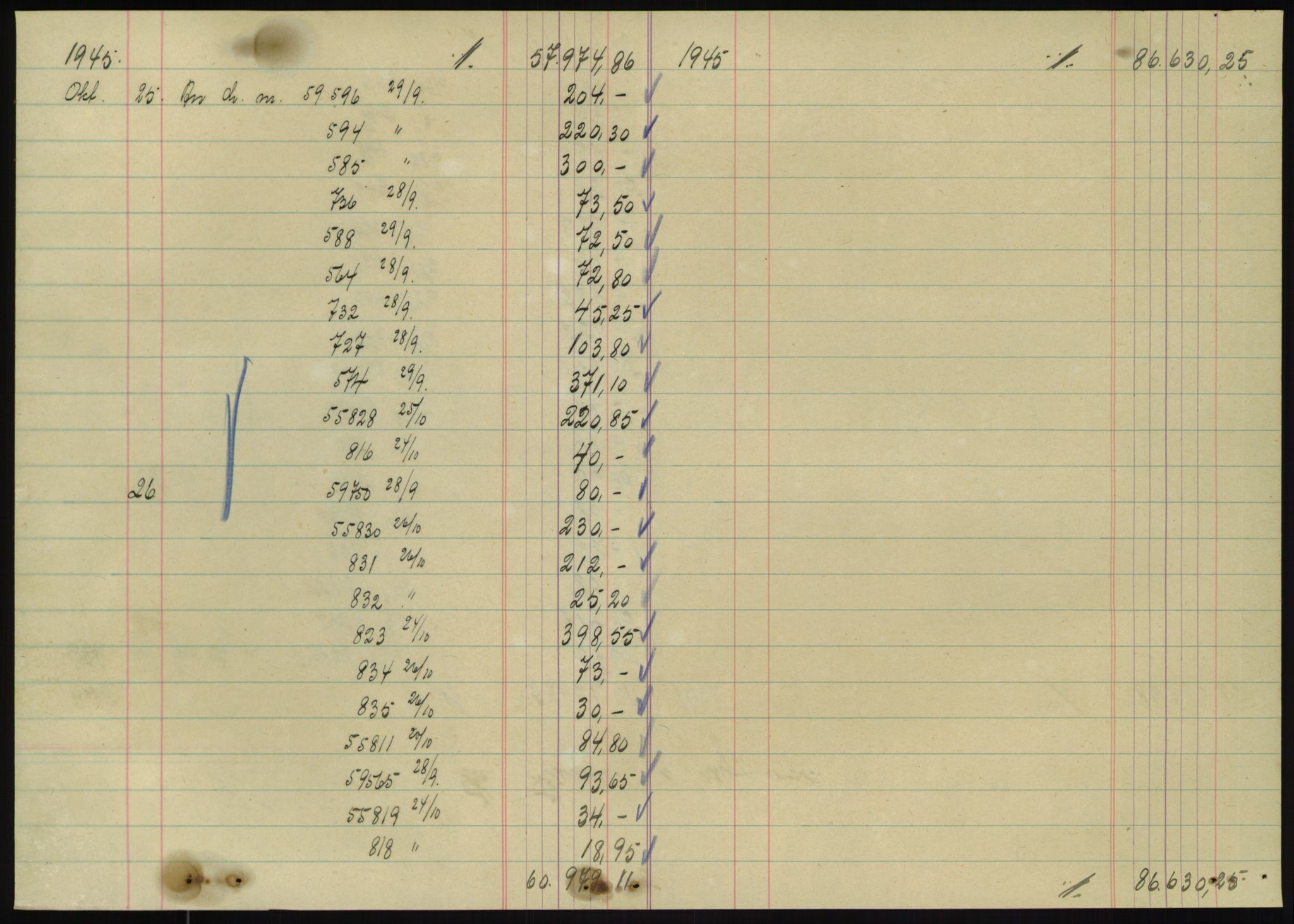 Forsvarsdepartementet, 10. kontor / Oppgjørskontoret, AV/RA-RAFA-1225/D/Db/L0180: Lista oppgjørskontor, 1942-1952, s. 2066
