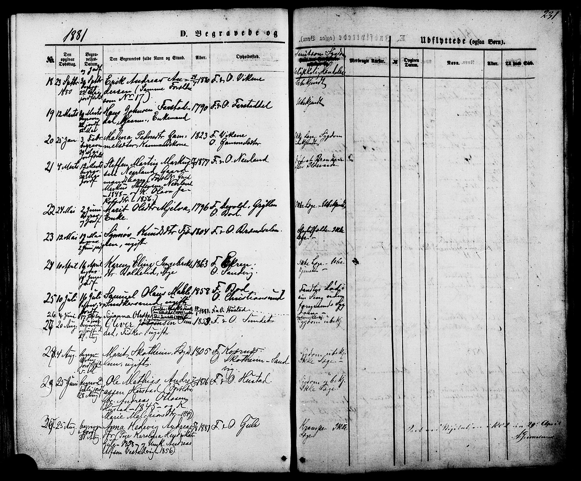 Ministerialprotokoller, klokkerbøker og fødselsregistre - Møre og Romsdal, AV/SAT-A-1454/566/L0768: Ministerialbok nr. 566A07, 1869-1881, s. 231