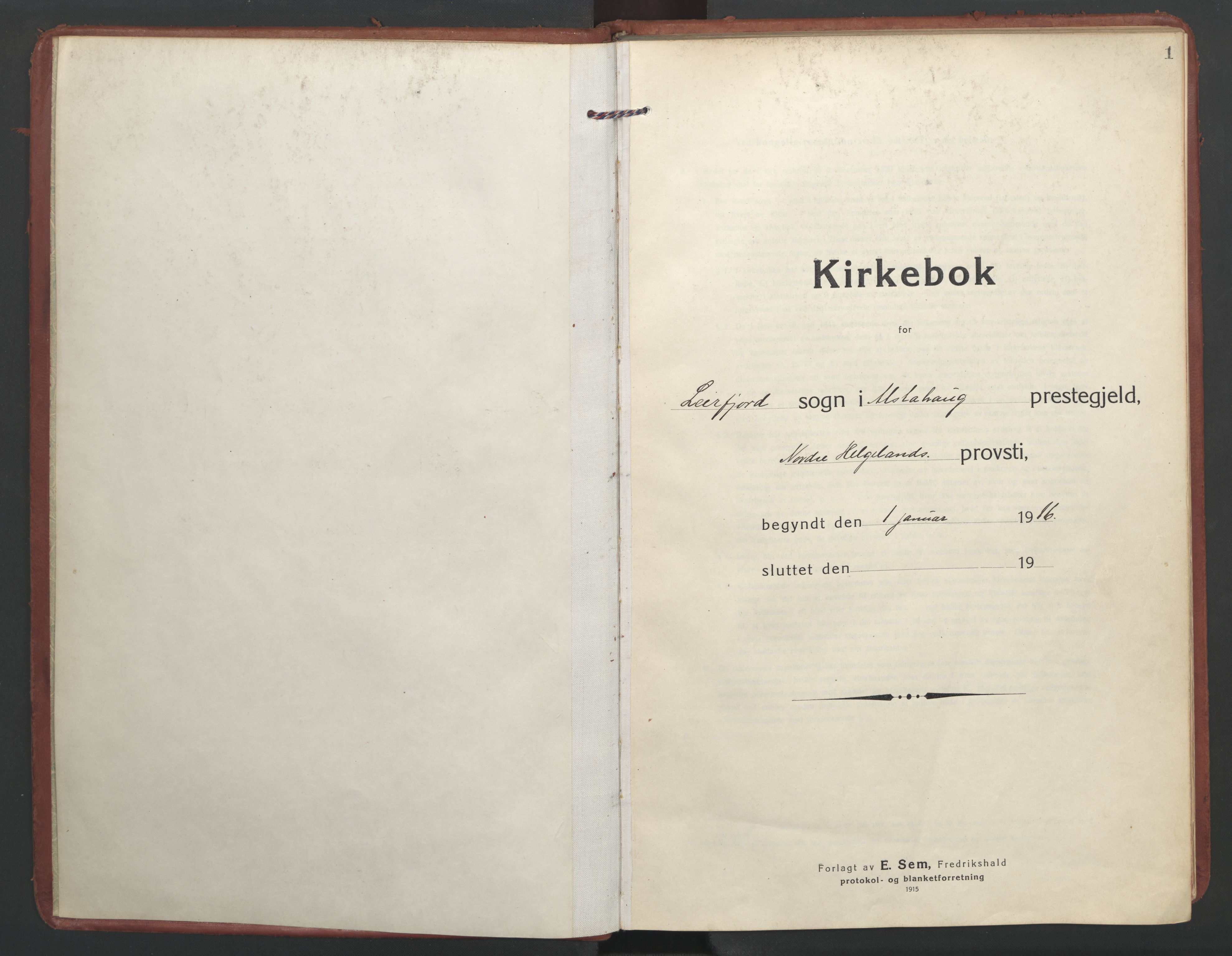 Ministerialprotokoller, klokkerbøker og fødselsregistre - Nordland, AV/SAT-A-1459/832/L0492: Ministerialbok nr. 832A01, 1916-1934, s. 1