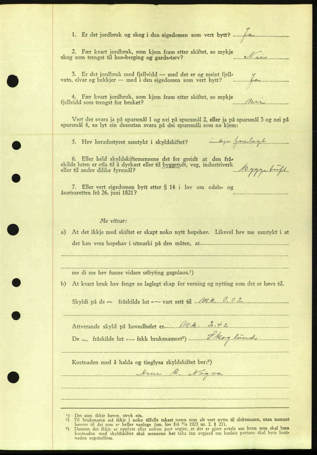 Nordre Sunnmøre sorenskriveri, AV/SAT-A-0006/1/2/2C/2Ca: Pantebok nr. A20a, 1945-1945, Dagboknr: 925/1945