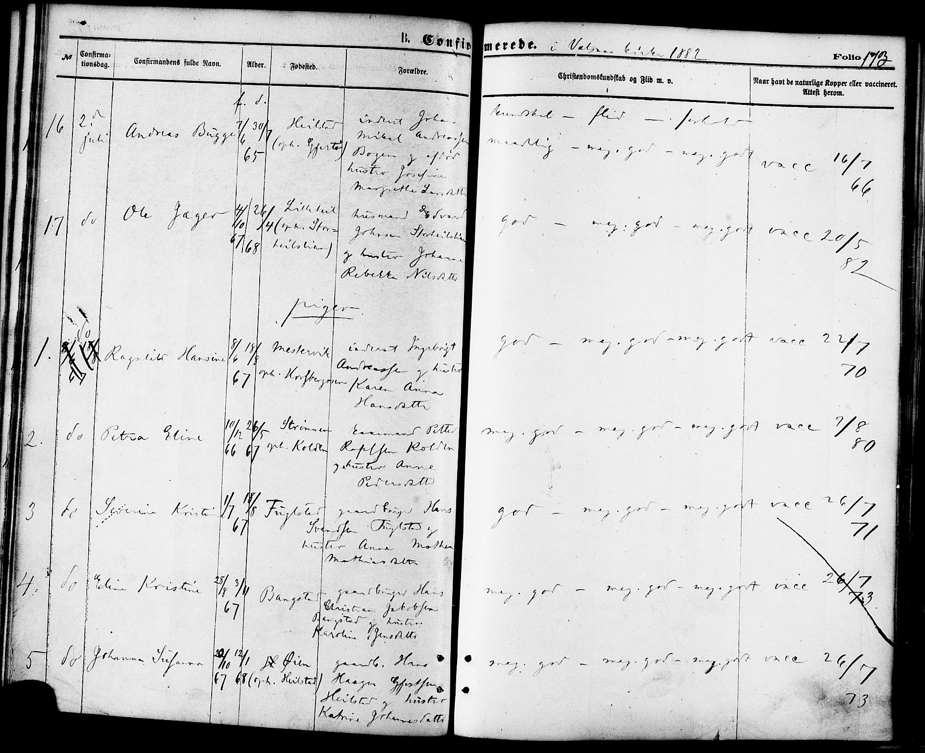 Ministerialprotokoller, klokkerbøker og fødselsregistre - Nordland, AV/SAT-A-1459/810/L0148: Ministerialbok nr. 810A09 /1, 1874-1884, s. 173