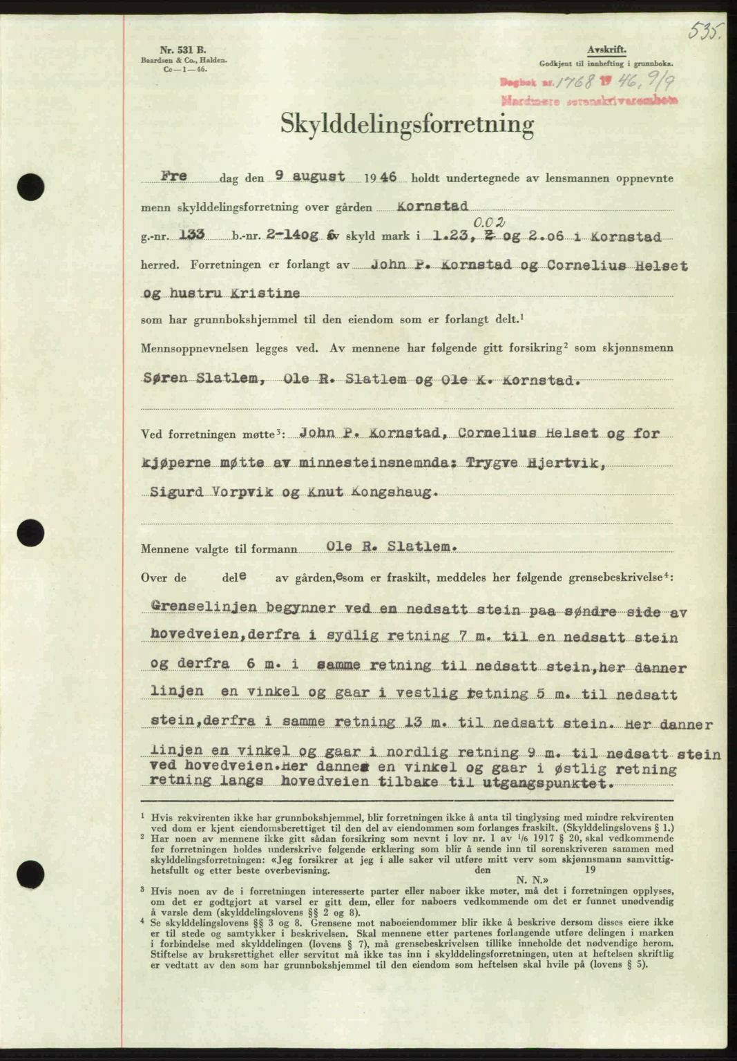 Nordmøre sorenskriveri, AV/SAT-A-4132/1/2/2Ca: Pantebok nr. A102, 1946-1946, Dagboknr: 1768/1946