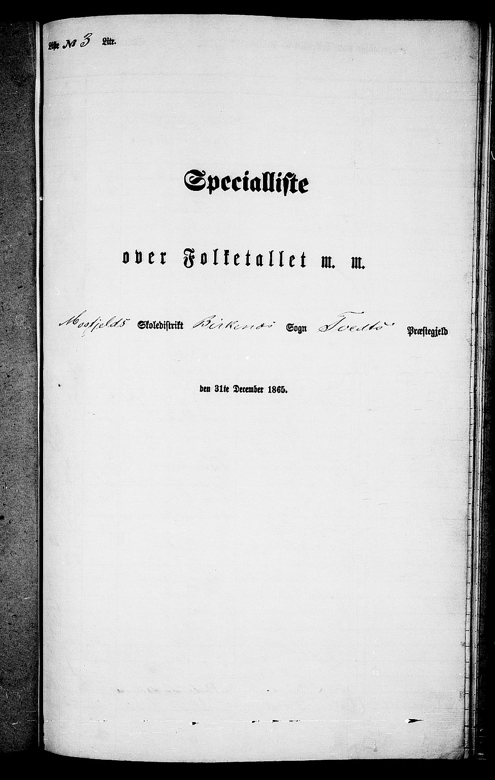 RA, Folketelling 1865 for 1013P Tveit prestegjeld, 1865, s. 115