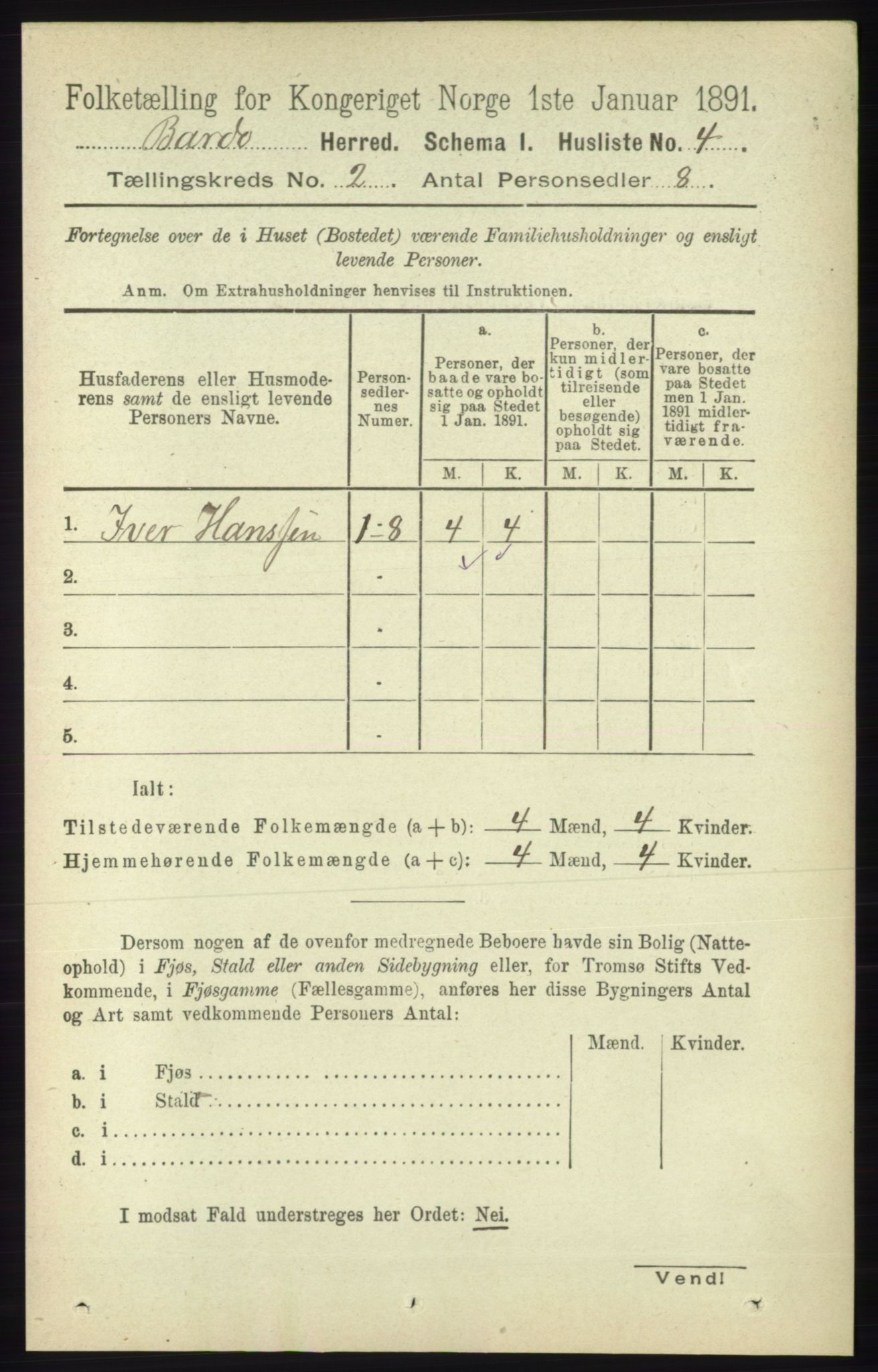 RA, Folketelling 1891 for 1922 Bardu herred, 1891, s. 436