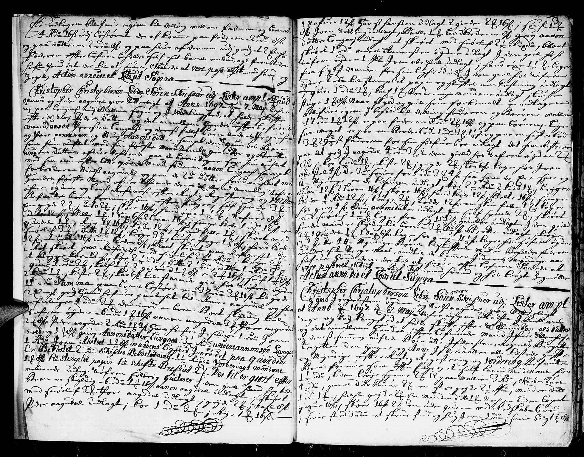 Lister sorenskriveri, AV/SAK-1221-0003/H/Hc/L0008: Skifteprotokoll nr 8 med register, 1697-1699, s. 2b-3a