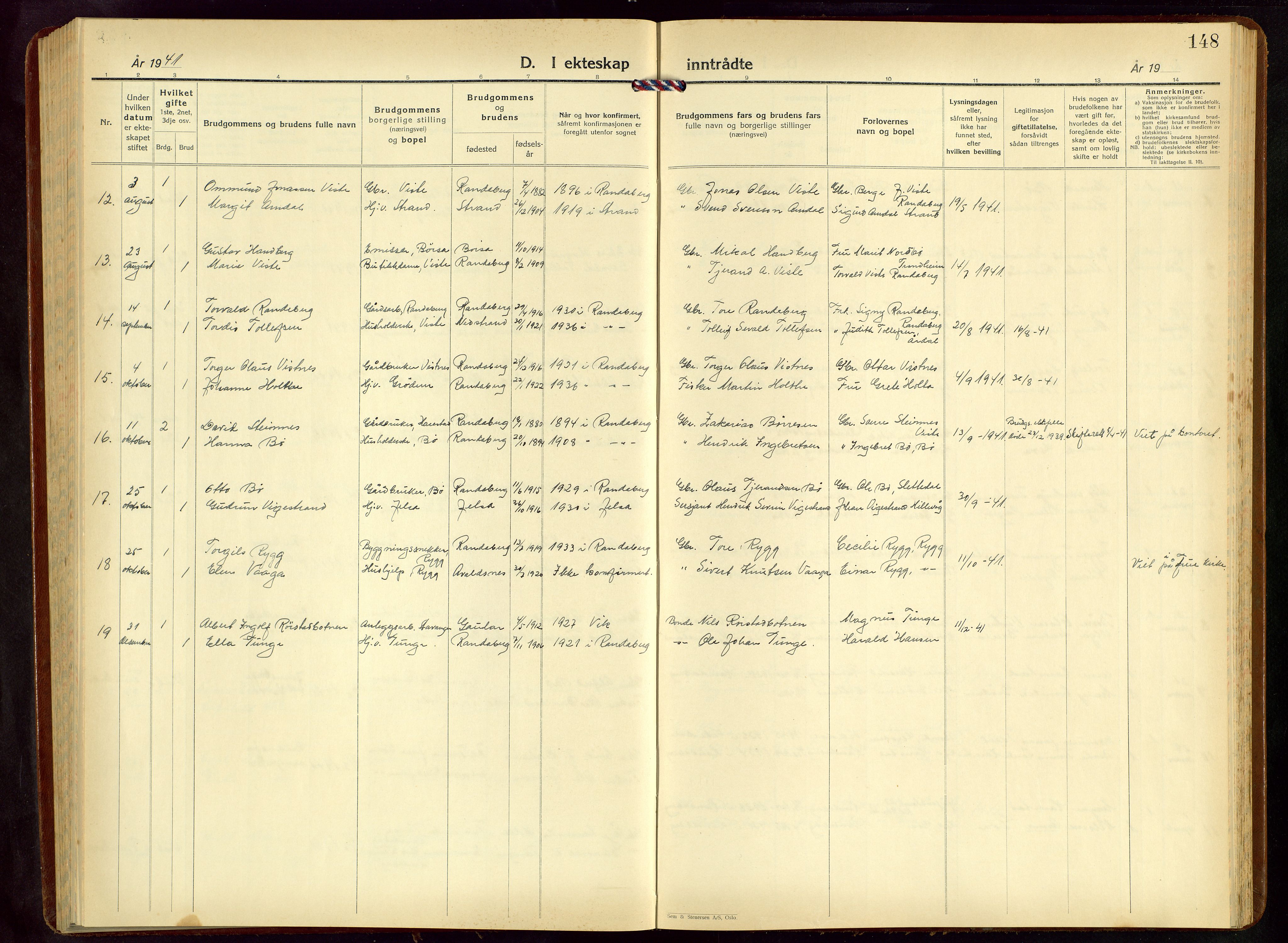 Hetland sokneprestkontor, AV/SAST-A-101826/30/30BB/L0015: Klokkerbok nr. B 15, 1940-1955, s. 148