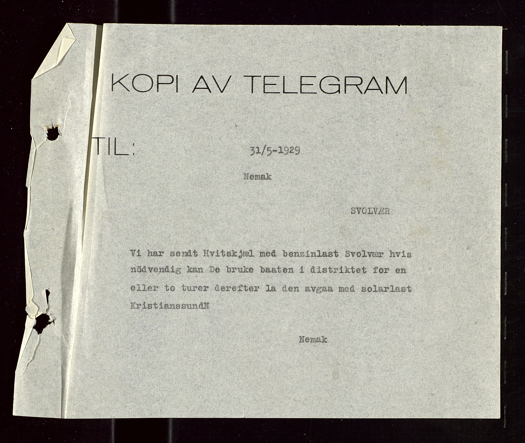 Pa 1521 - A/S Norske Shell, SAST/A-101915/E/Ea/Eaa/L0018: Sjefskorrespondanse, 1929, s. 3