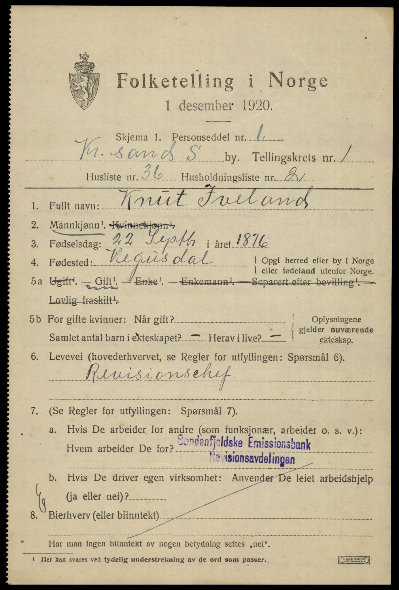 SAK, Folketelling 1920 for 1001 Kristiansand kjøpstad, 1920, s. 11715