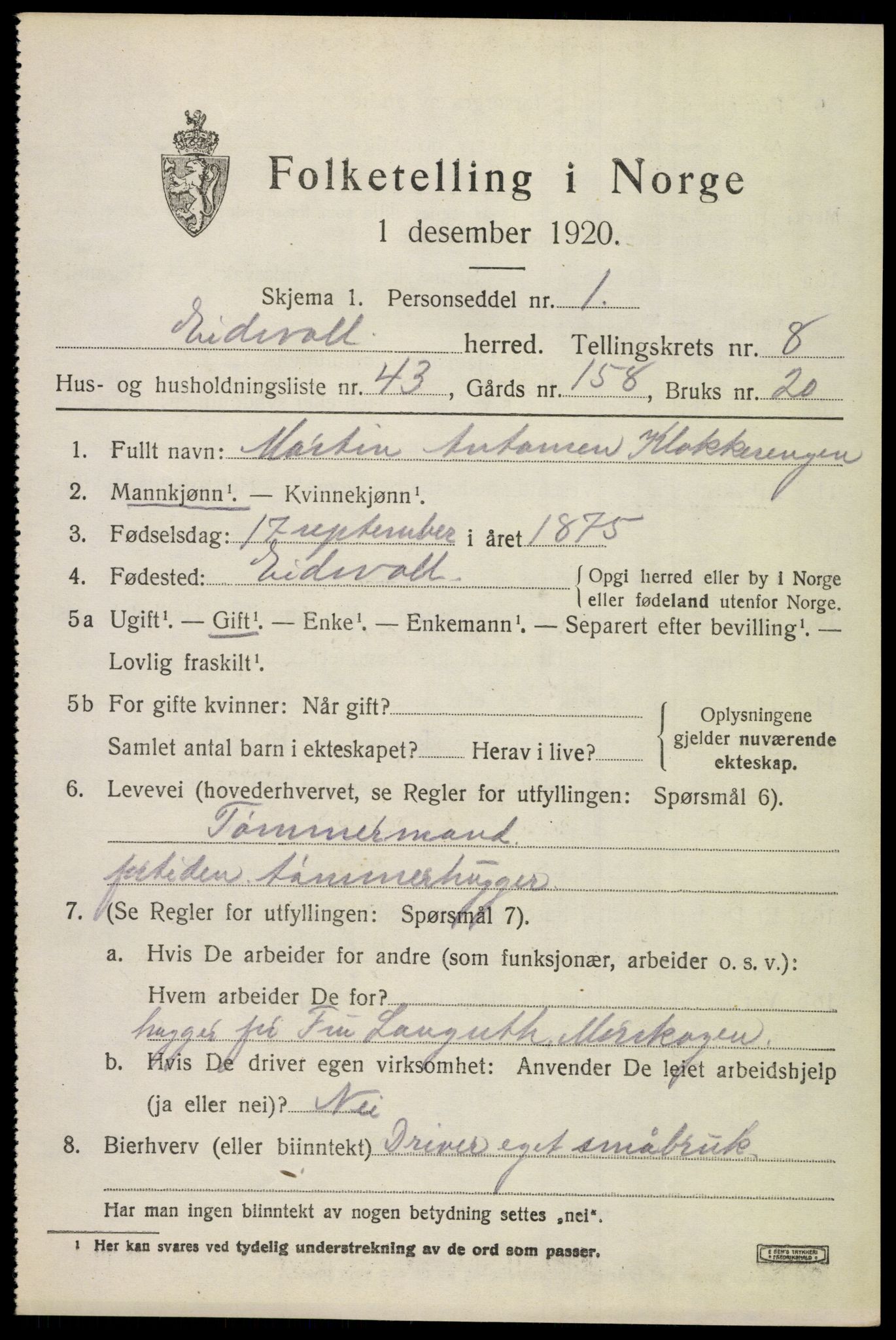 SAO, Folketelling 1920 for 0237 Eidsvoll herred, 1920, s. 13423