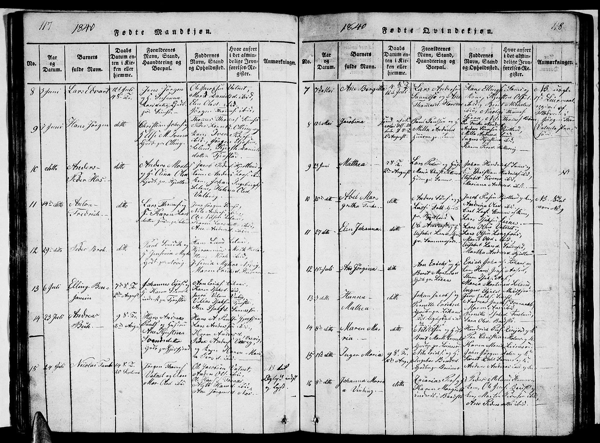 Ministerialprotokoller, klokkerbøker og fødselsregistre - Nordland, AV/SAT-A-1459/831/L0474: Klokkerbok nr. 831C01, 1820-1850, s. 117-118