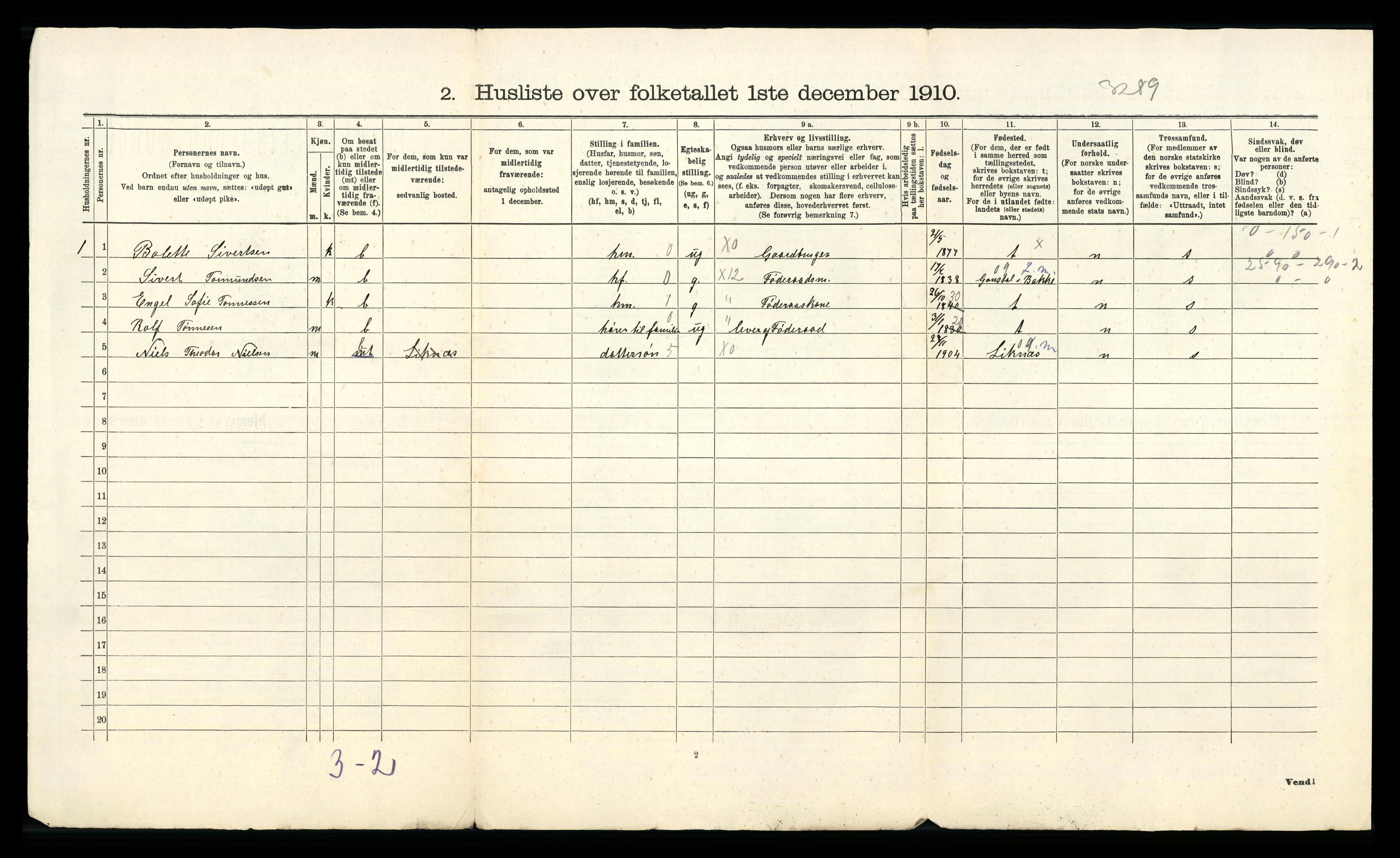 RA, Folketelling 1910 for 1044 Gyland herred, 1910, s. 43