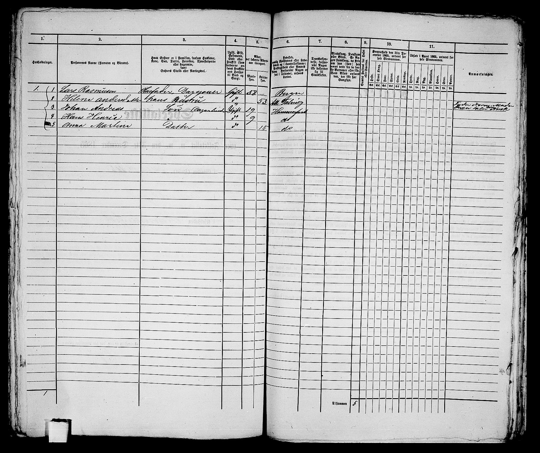 RA, Folketelling 1865 for 2001B Hammerfest prestegjeld, Hammerfest kjøpstad, 1865, s. 292