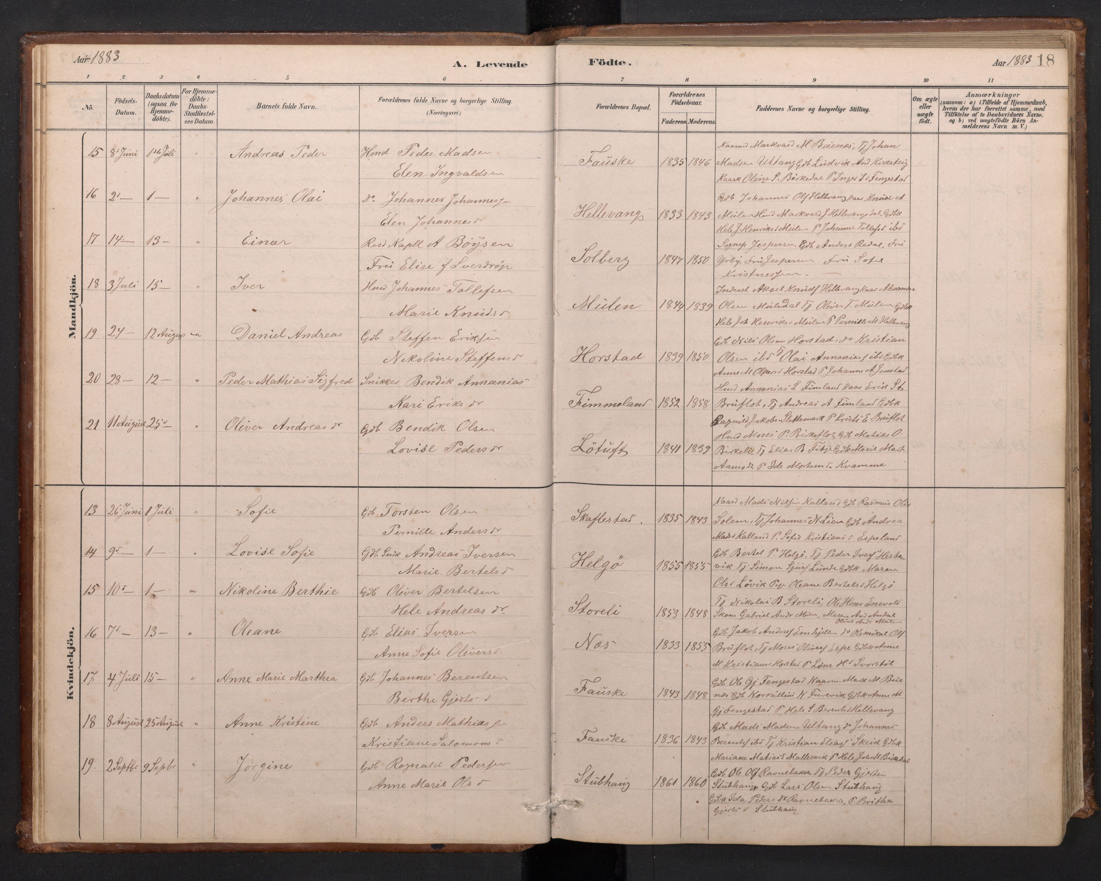 Førde sokneprestembete, AV/SAB-A-79901/H/Hab/Habd/L0003: Klokkerbok nr. D 3, 1881-1897, s. 17b-18a