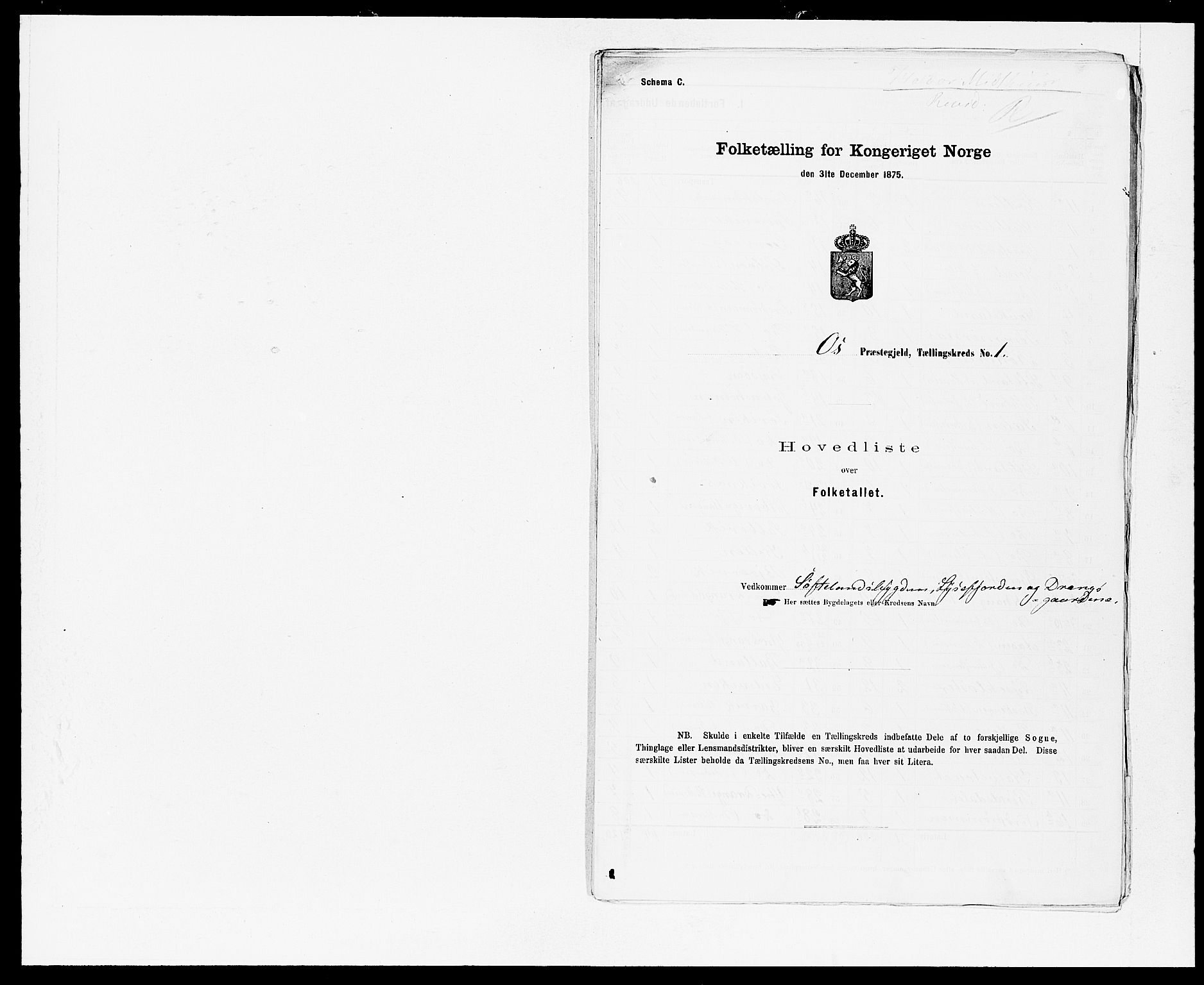 SAB, Folketelling 1875 for 1243P Os prestegjeld, 1875, s. 2