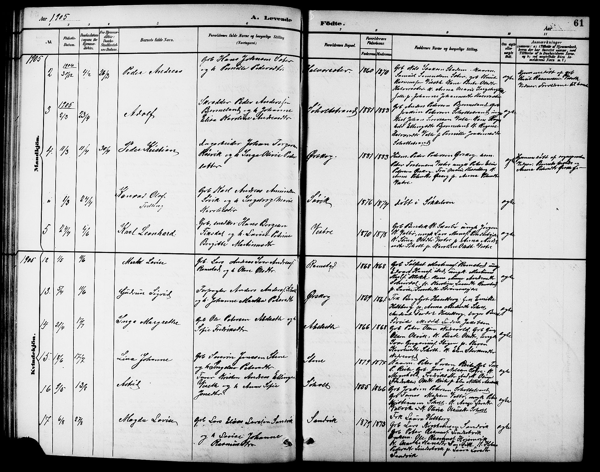 Ministerialprotokoller, klokkerbøker og fødselsregistre - Møre og Romsdal, AV/SAT-A-1454/522/L0327: Klokkerbok nr. 522C06, 1890-1915, s. 61