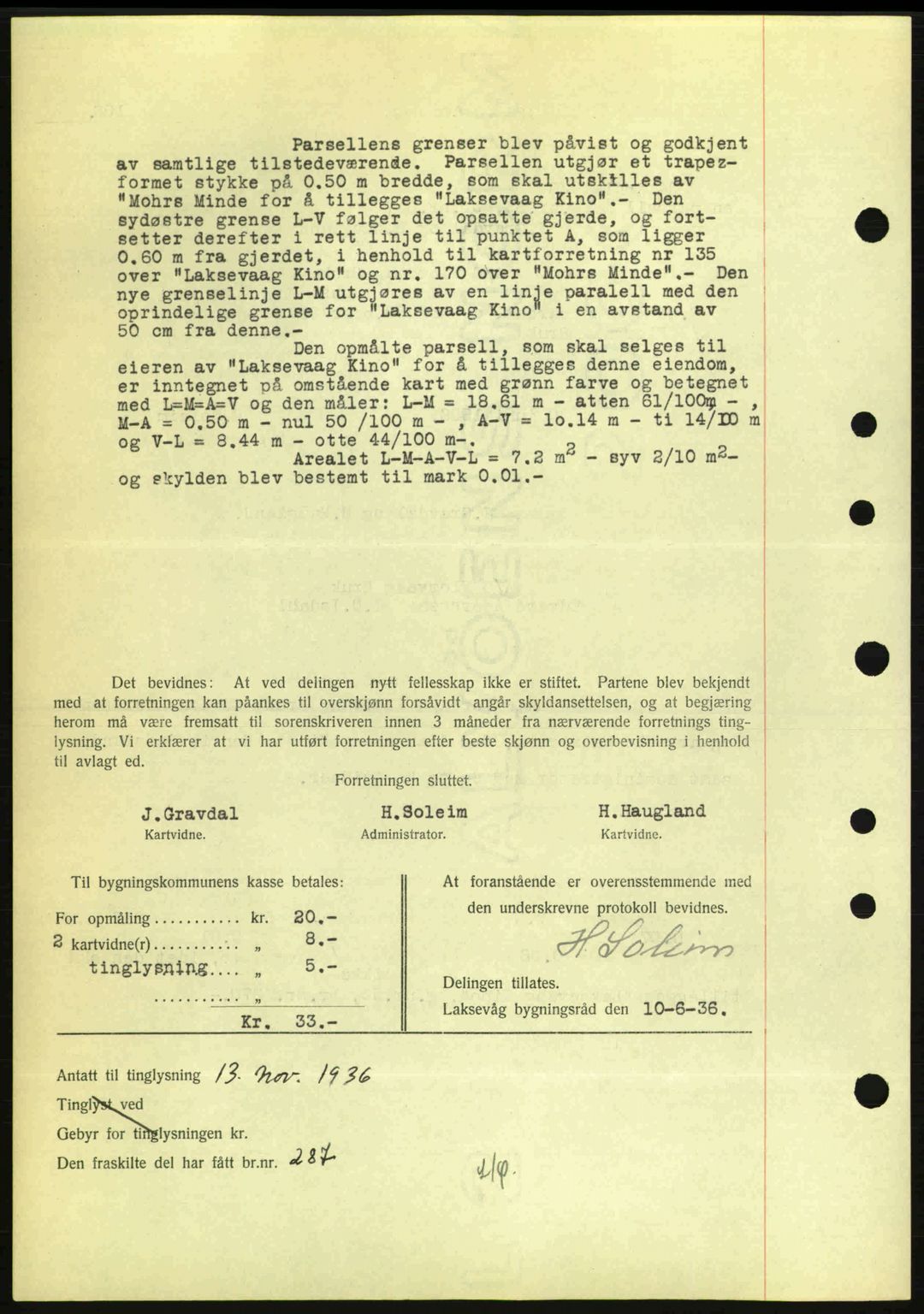 Midhordland sorenskriveri, SAB/A-3001/1/G/Gb/Gbk/L0001: Pantebok nr. A1-6, 1936-1937, Dagboknr: 4379/1936