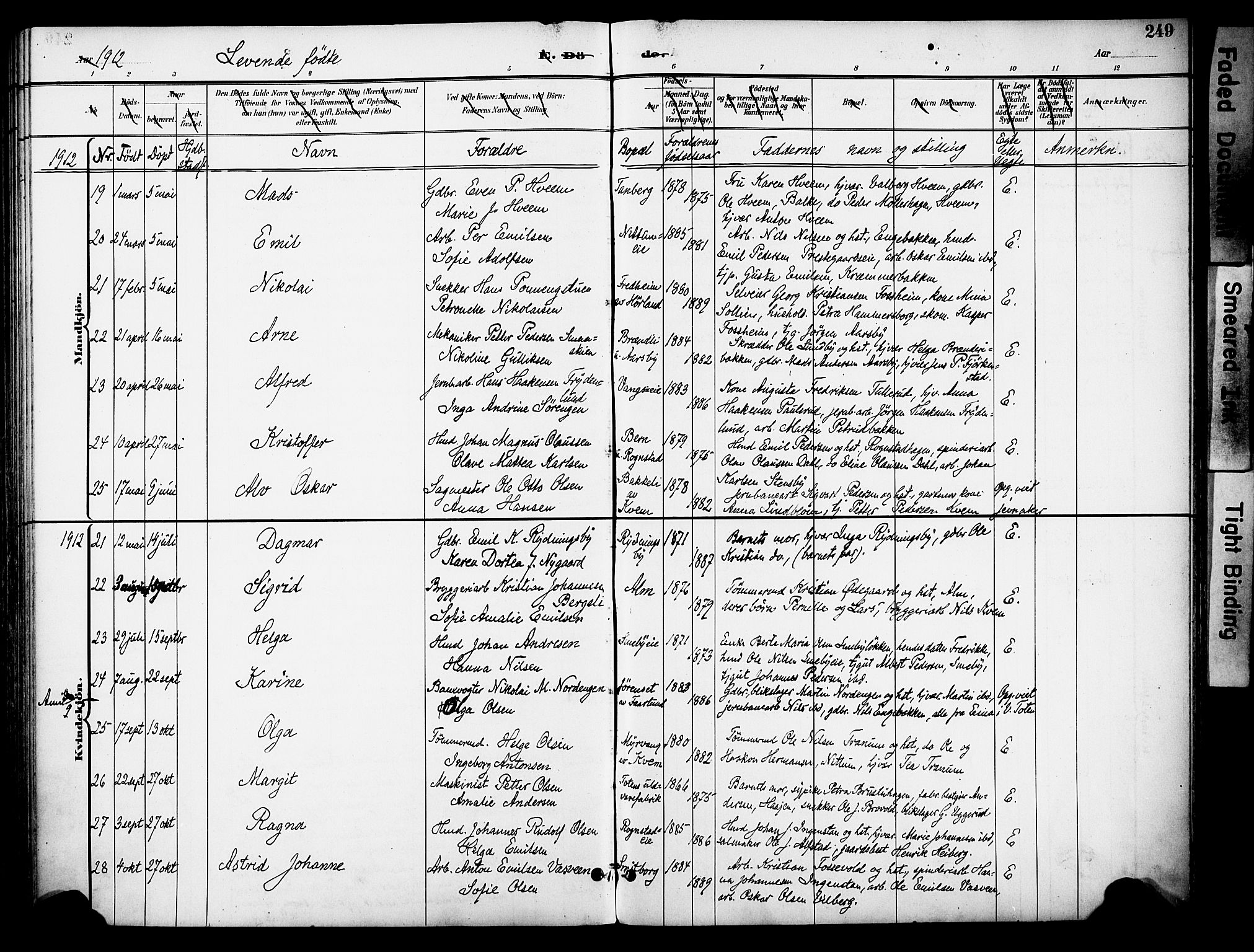 Østre Toten prestekontor, AV/SAH-PREST-104/H/Ha/Haa/L0009: Ministerialbok nr. 9, 1897-1913, s. 249