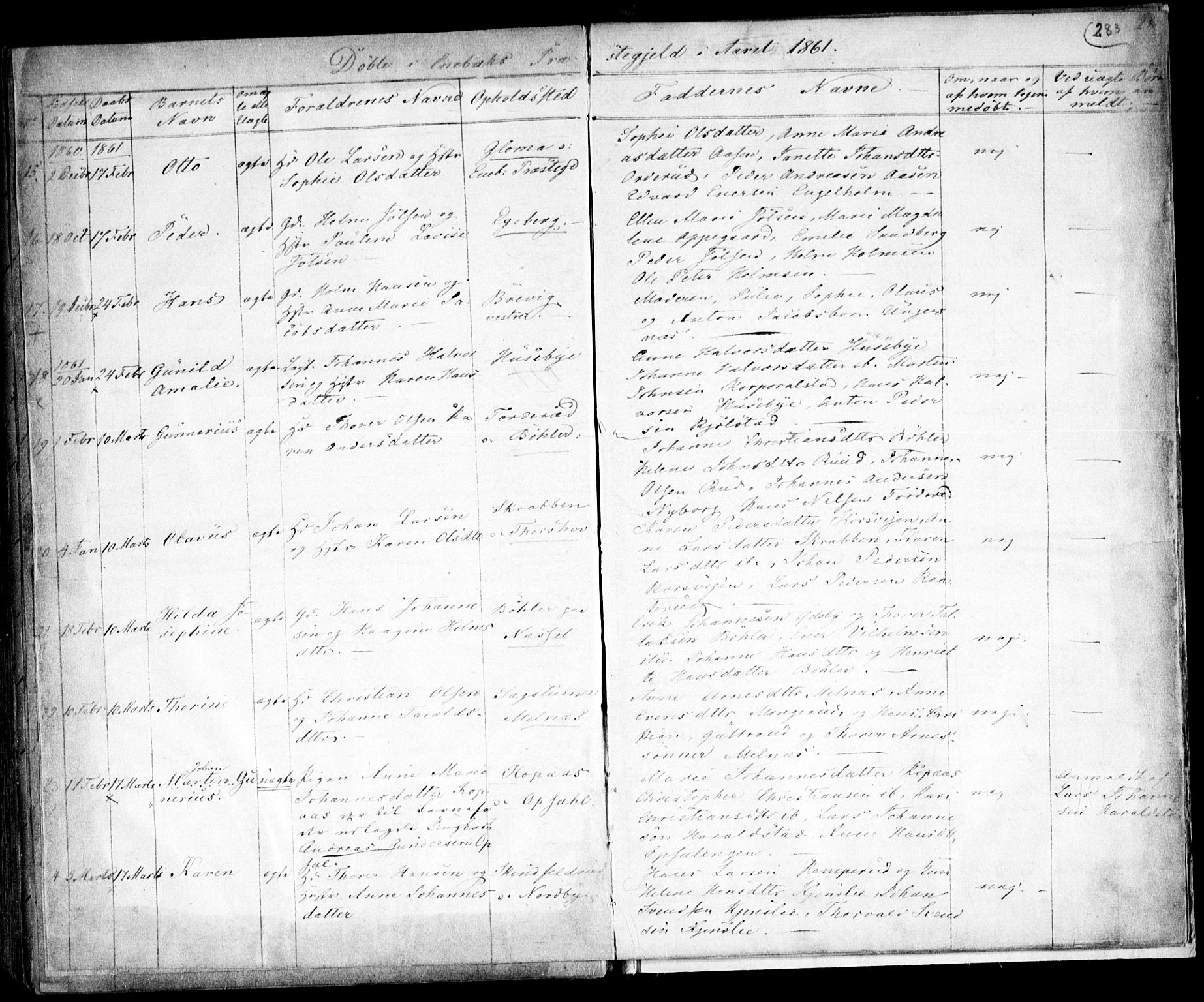 Enebakk prestekontor Kirkebøker, AV/SAO-A-10171c/F/Fa/L0009: Ministerialbok nr. I 9, 1832-1861, s. 283