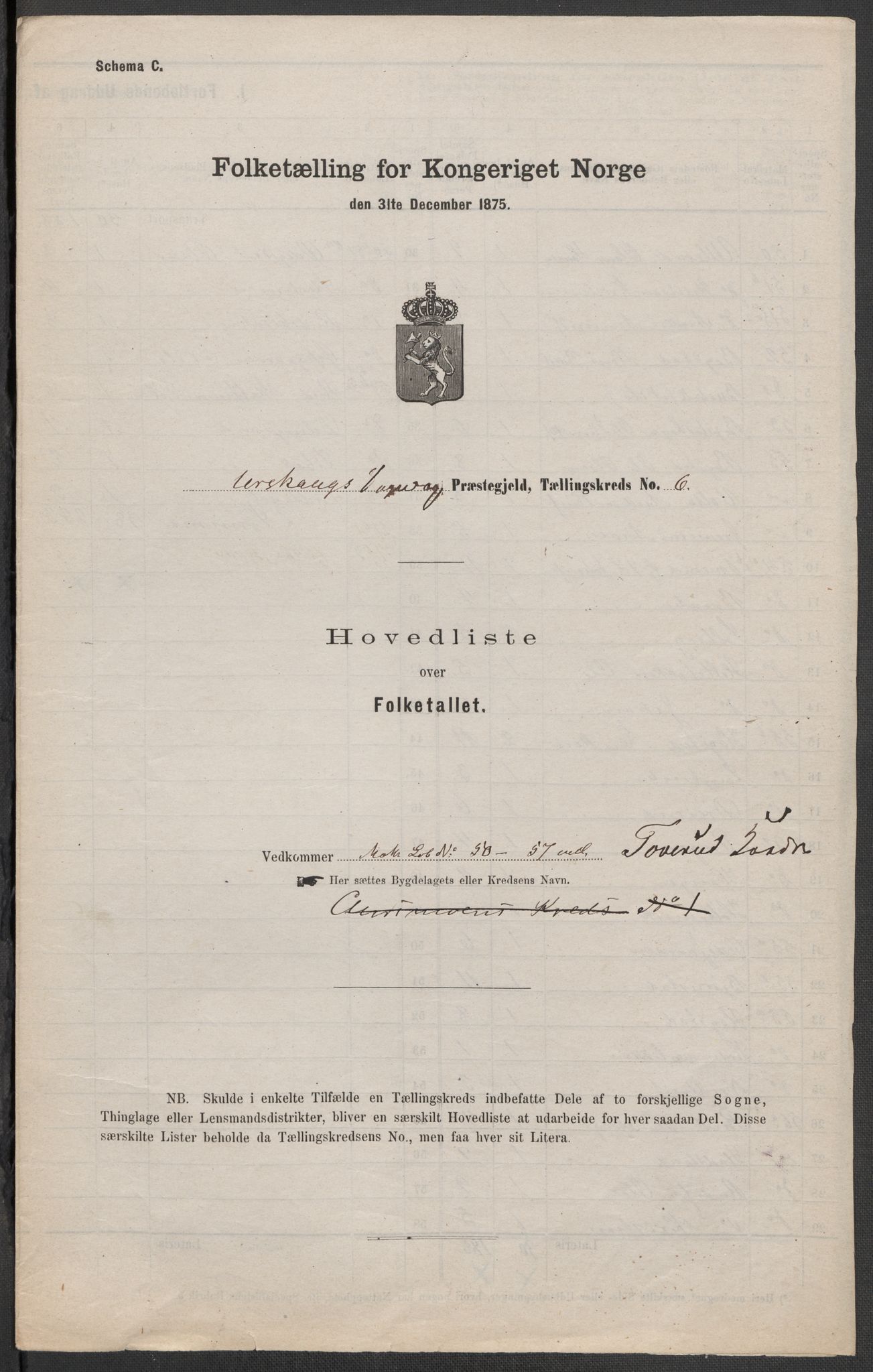 RA, Folketelling 1875 for 0224P Aurskog prestegjeld, 1875, s. 16