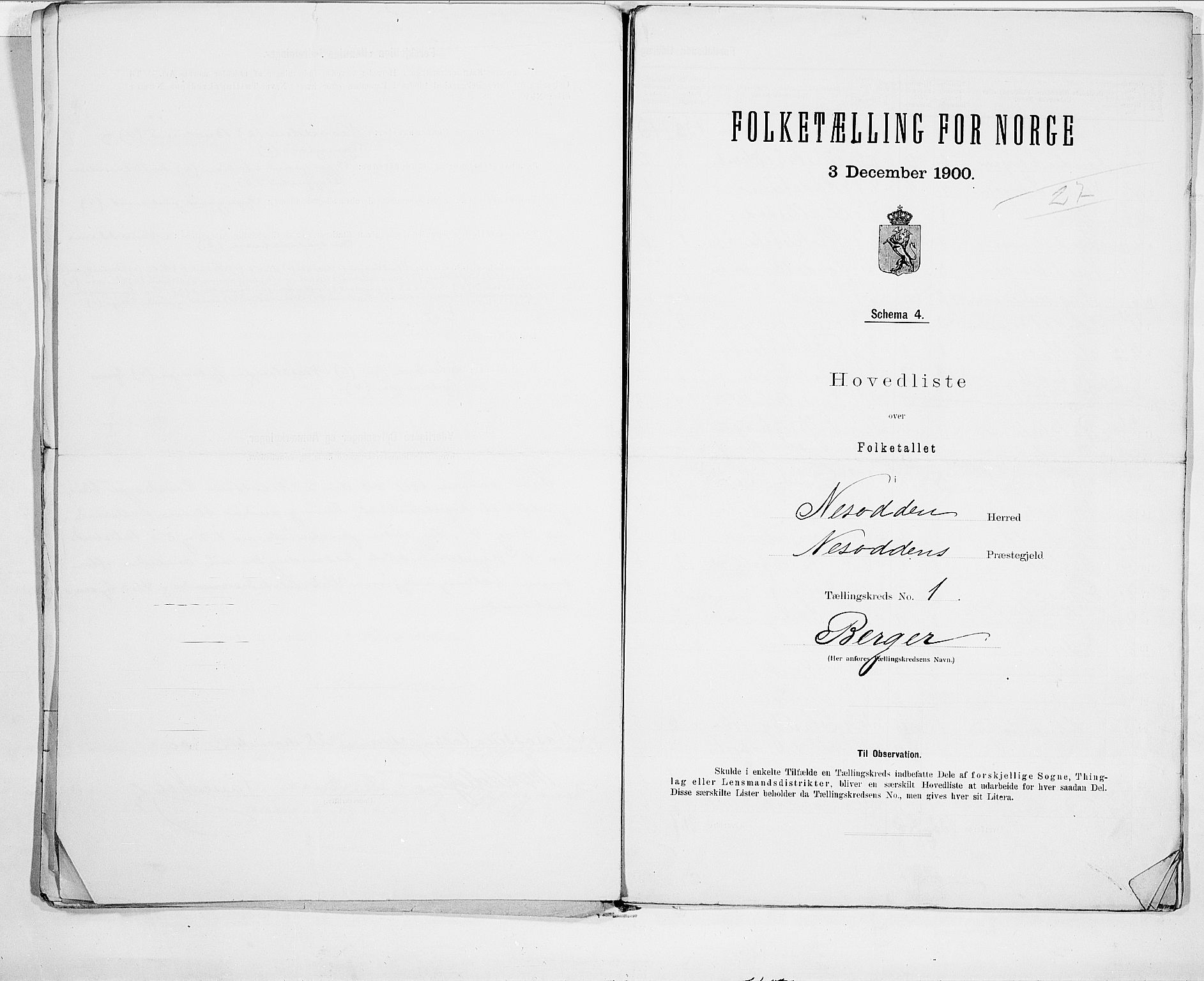 SAO, Folketelling 1900 for 0216 Nesodden herred, 1900, s. 4
