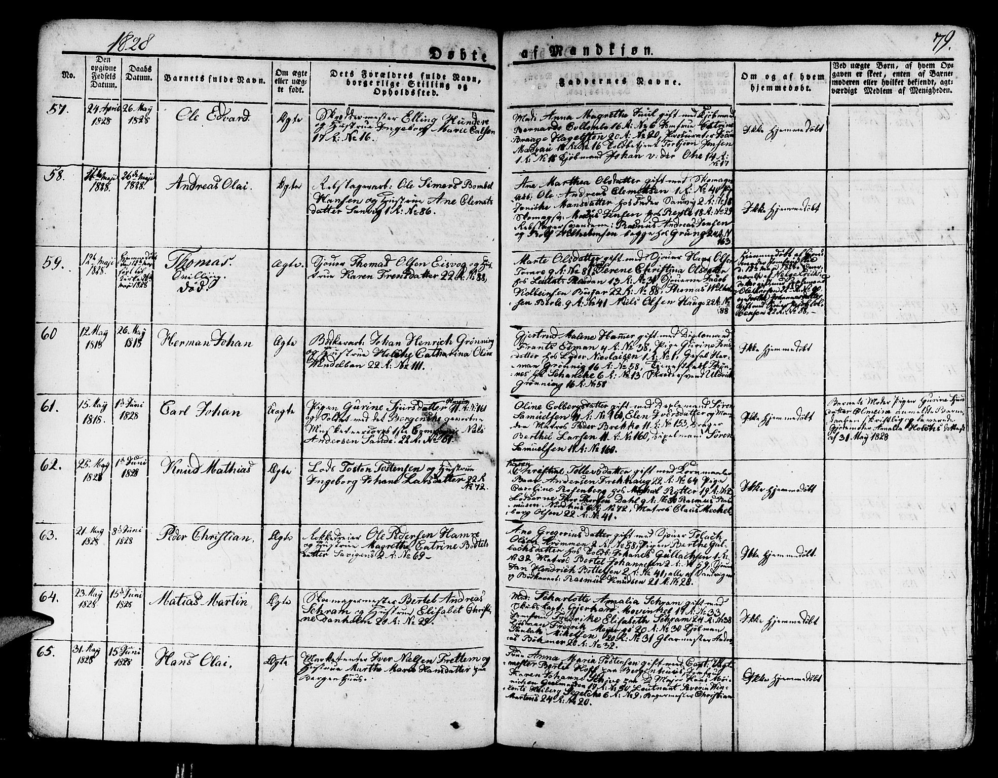 Korskirken sokneprestembete, AV/SAB-A-76101/H/Haa/L0014: Ministerialbok nr. A 14, 1823-1835, s. 79