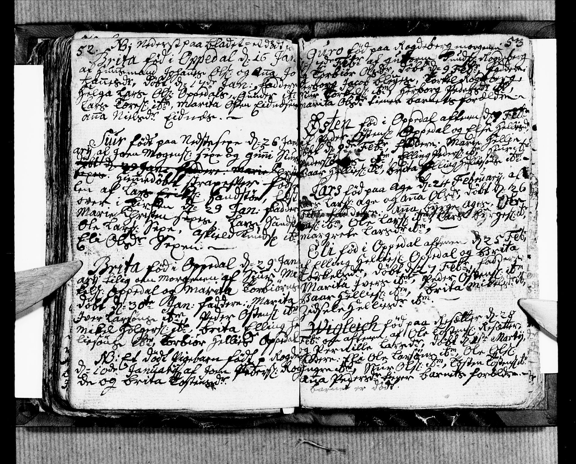 Ullensvang sokneprestembete, SAB/A-78701/H/Hab: Klokkerbok nr. B 2, 1766-1768, s. 52-53