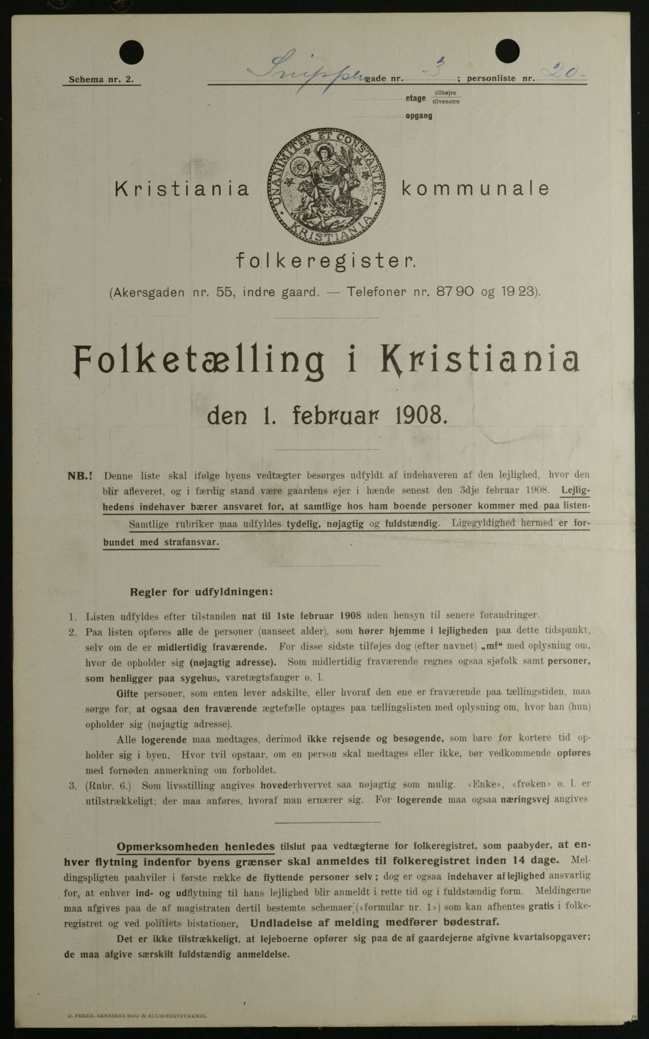 OBA, Kommunal folketelling 1.2.1908 for Kristiania kjøpstad, 1908, s. 88181