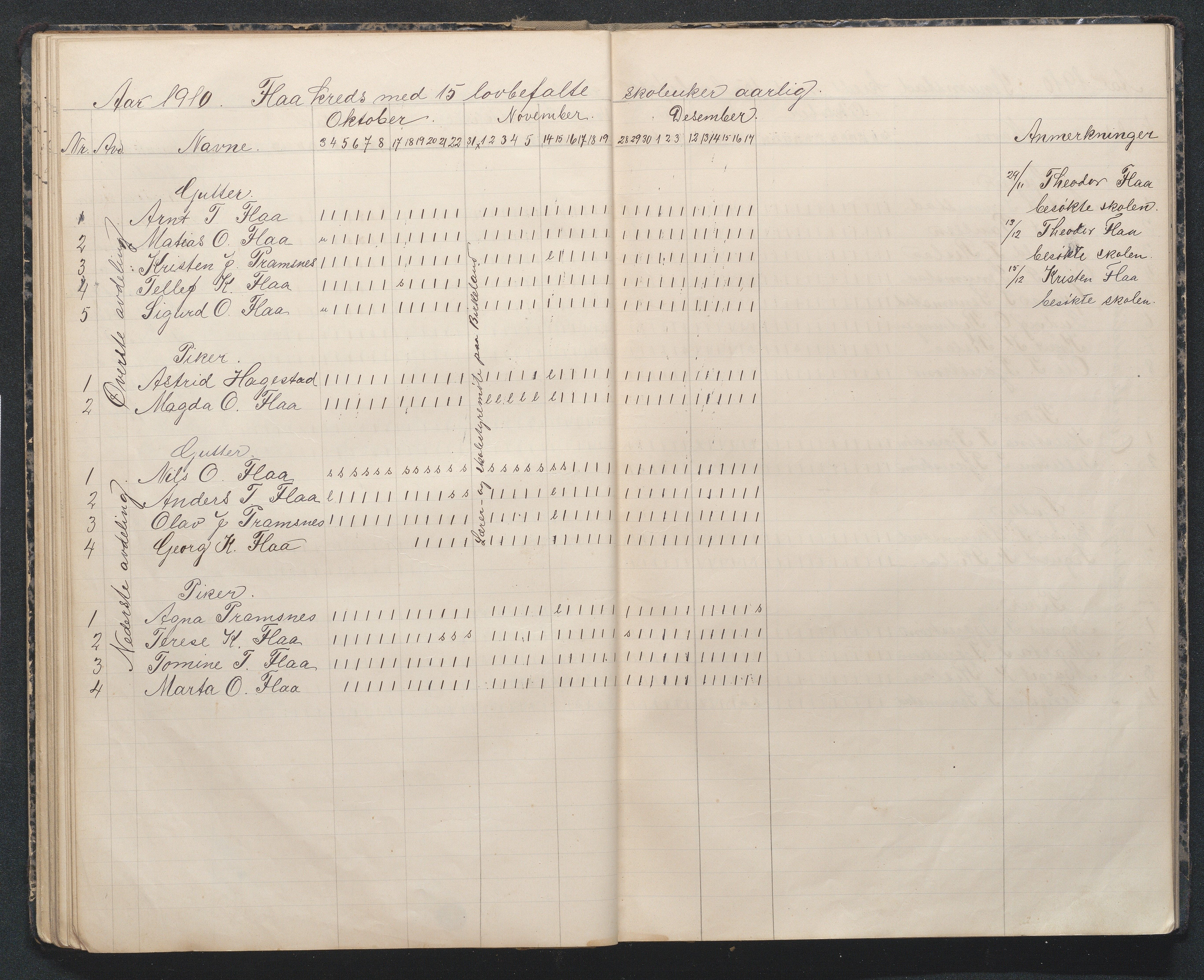 Birkenes kommune, Flå, Senumstad og Rislå skolekretser frem til 1991, AAKS/KA0928-550b_91/F02/L0002: Dagbok for Flå og Senumstad, 1903-1945