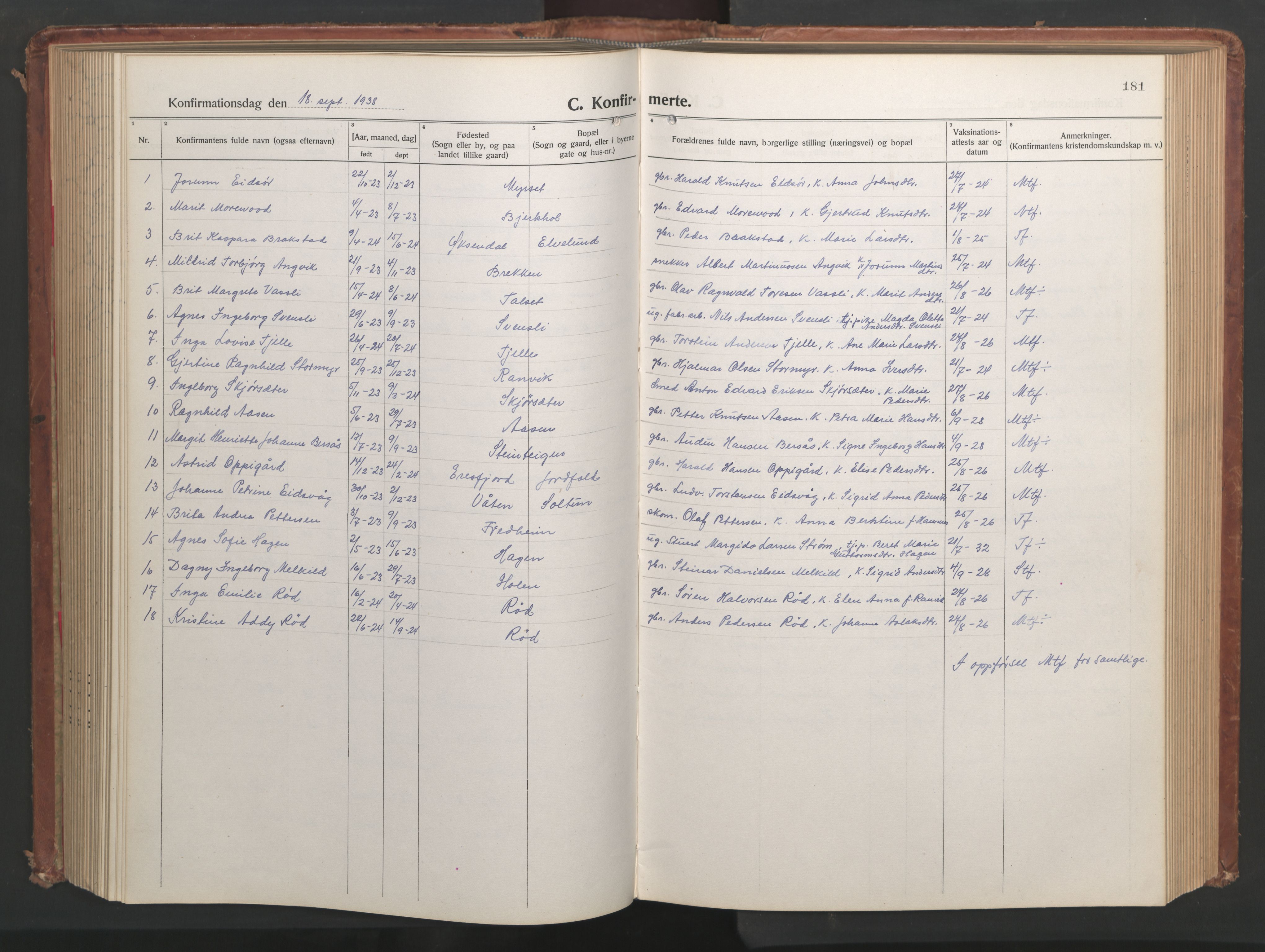 Ministerialprotokoller, klokkerbøker og fødselsregistre - Møre og Romsdal, AV/SAT-A-1454/551/L0633: Klokkerbok nr. 551C05, 1921-1961, s. 181