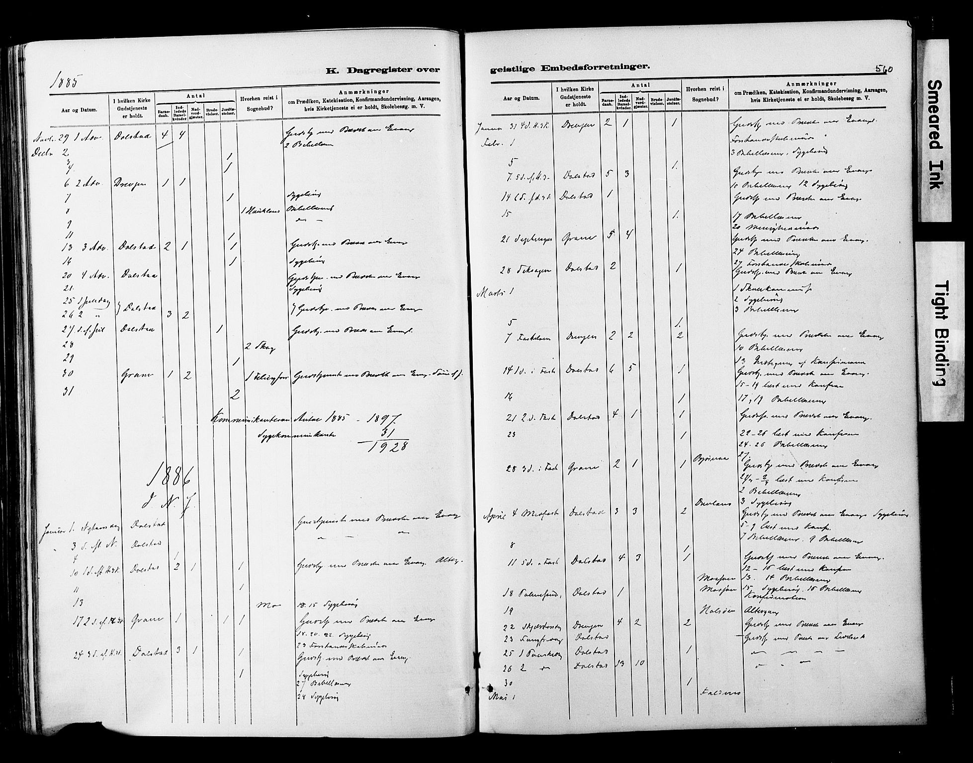 Ministerialprotokoller, klokkerbøker og fødselsregistre - Nordland, SAT/A-1459/820/L0295: Ministerialbok nr. 820A16, 1880-1896, s. 560