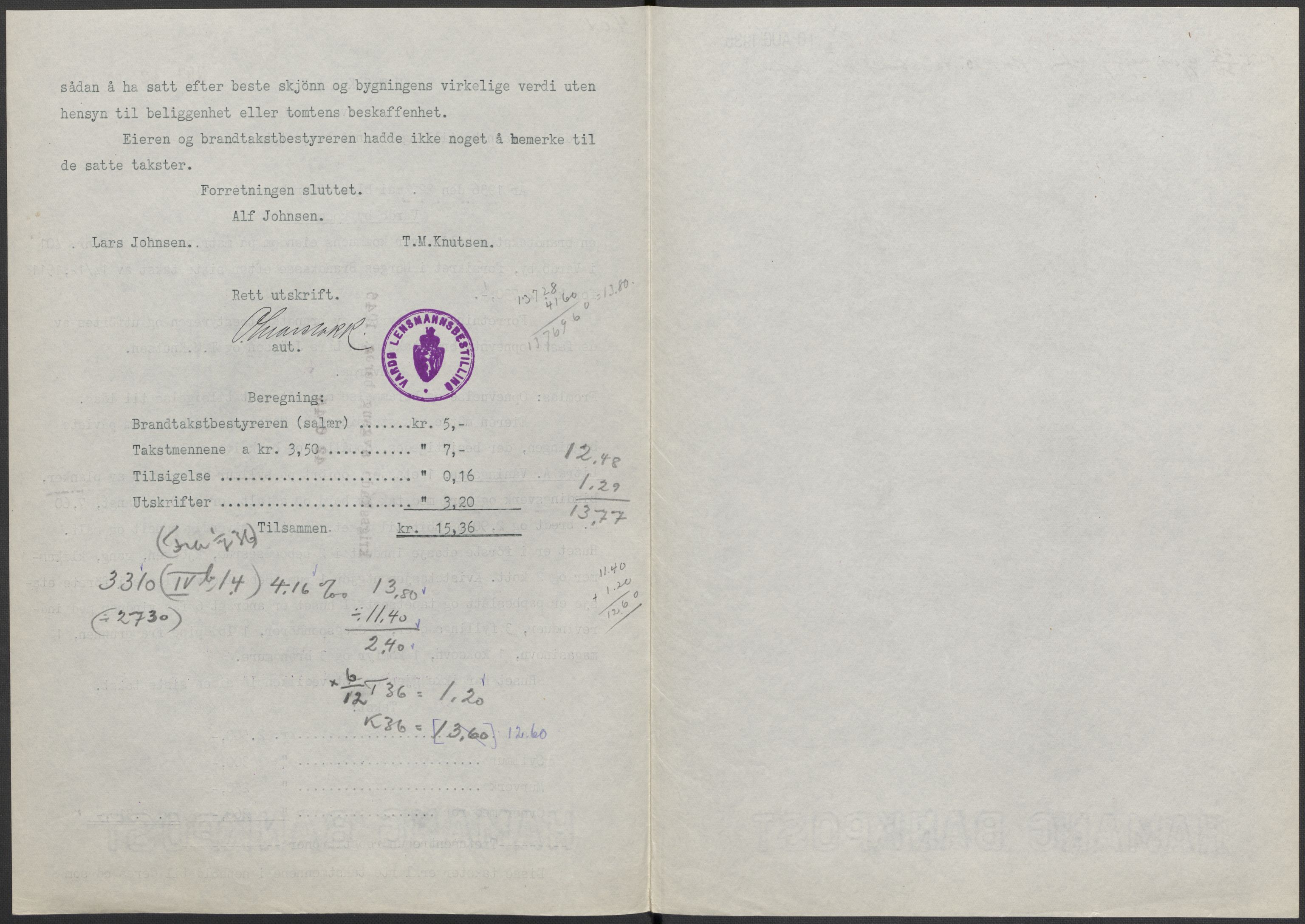 Norges Brannkasse, AV/RA-S-1549/E/Eu/L0019: Branntakster for Vardø by, 1889-1955, s. 14