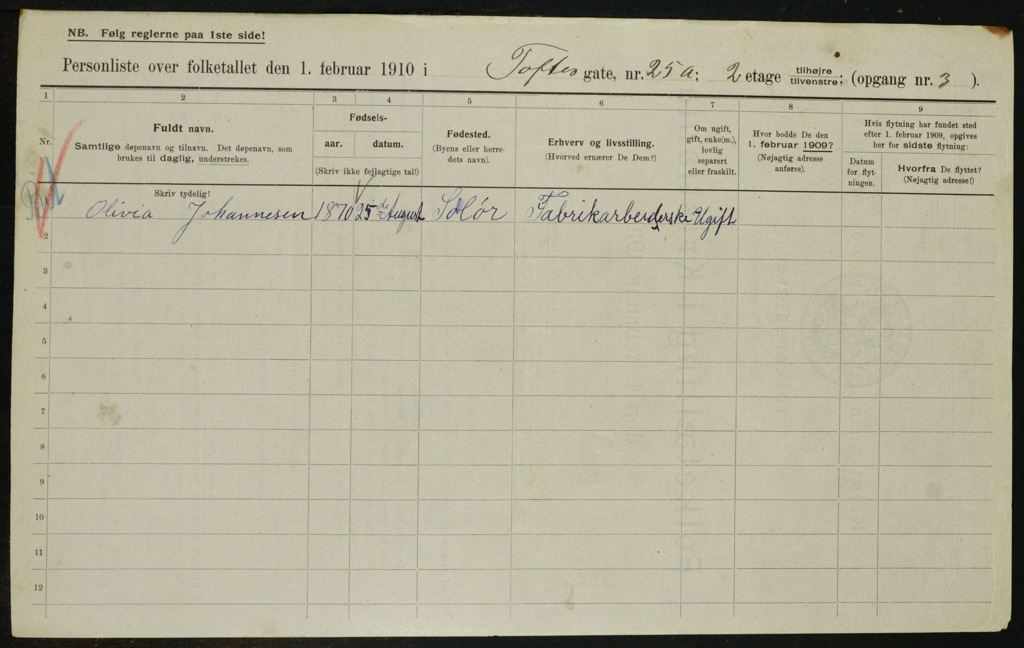 OBA, Kommunal folketelling 1.2.1910 for Kristiania, 1910, s. 106103